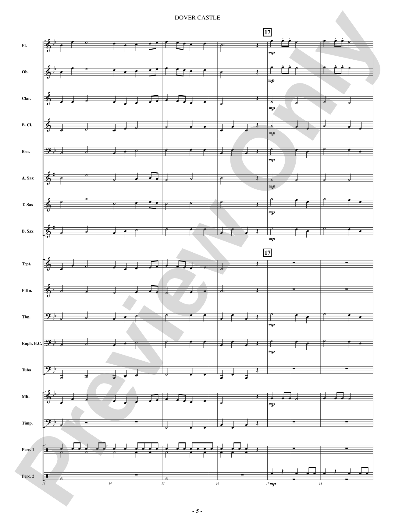 Dover Castle: Concert Band Conductor Score & Parts