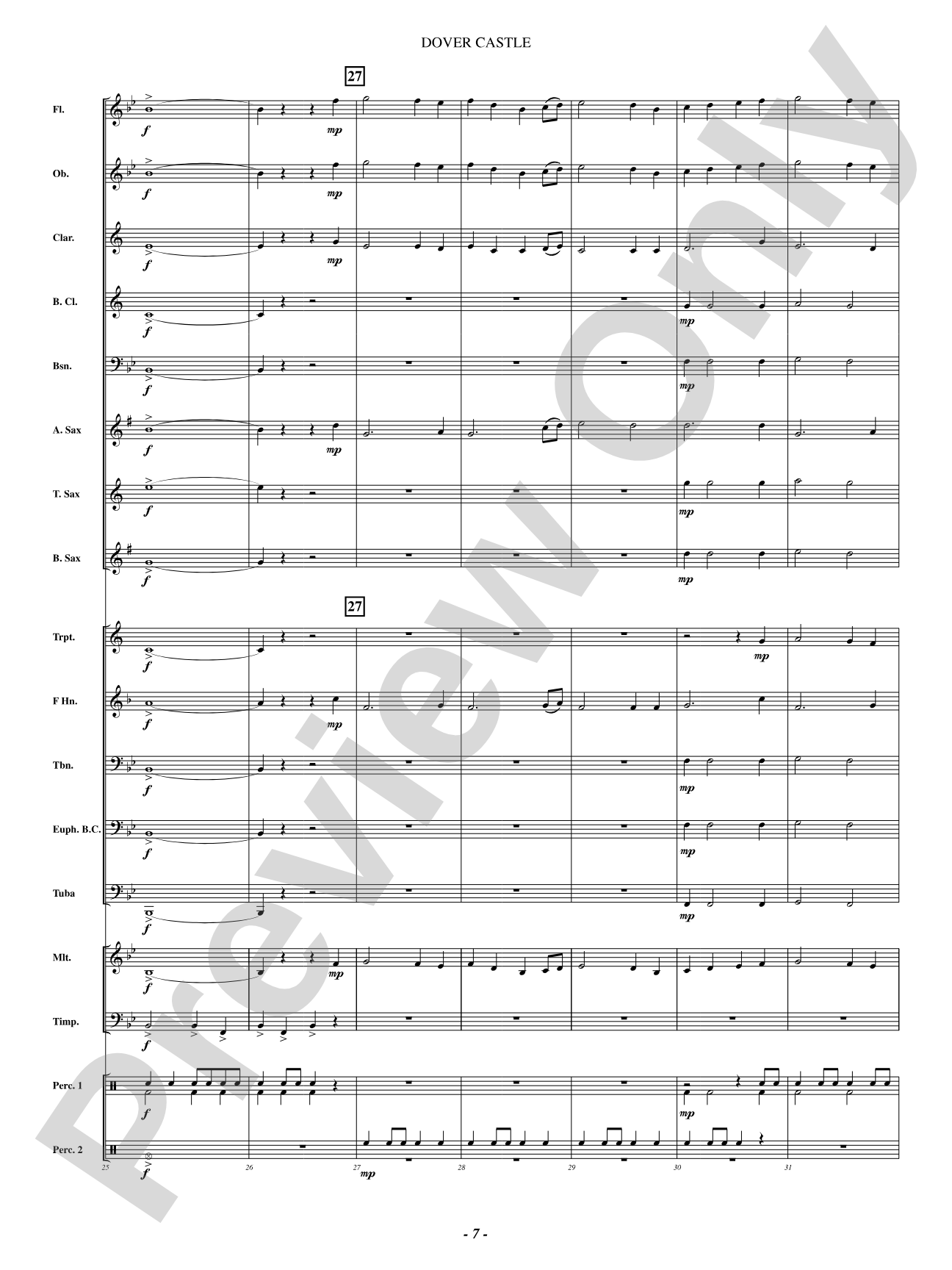 Dover Castle: Concert Band Conductor Score & Parts