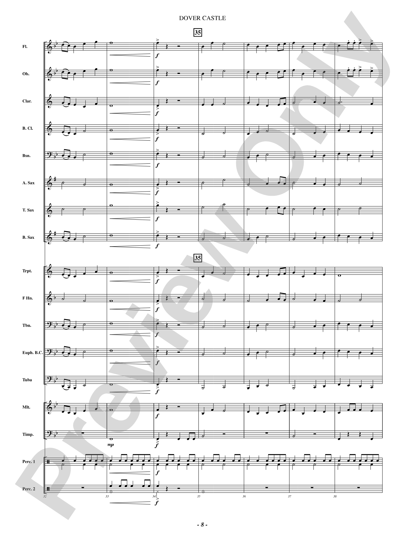 Dover Castle: Concert Band Conductor Score & Parts