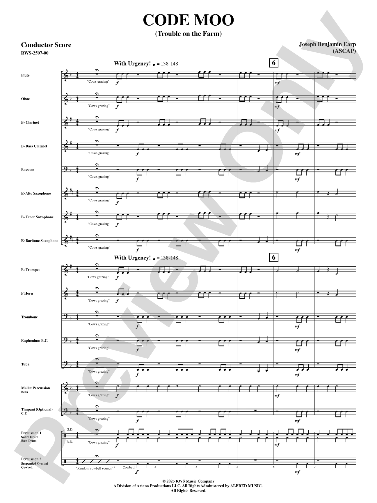 Code Moo (Trouble on the Farm): Concert Band Conductor Score & Parts