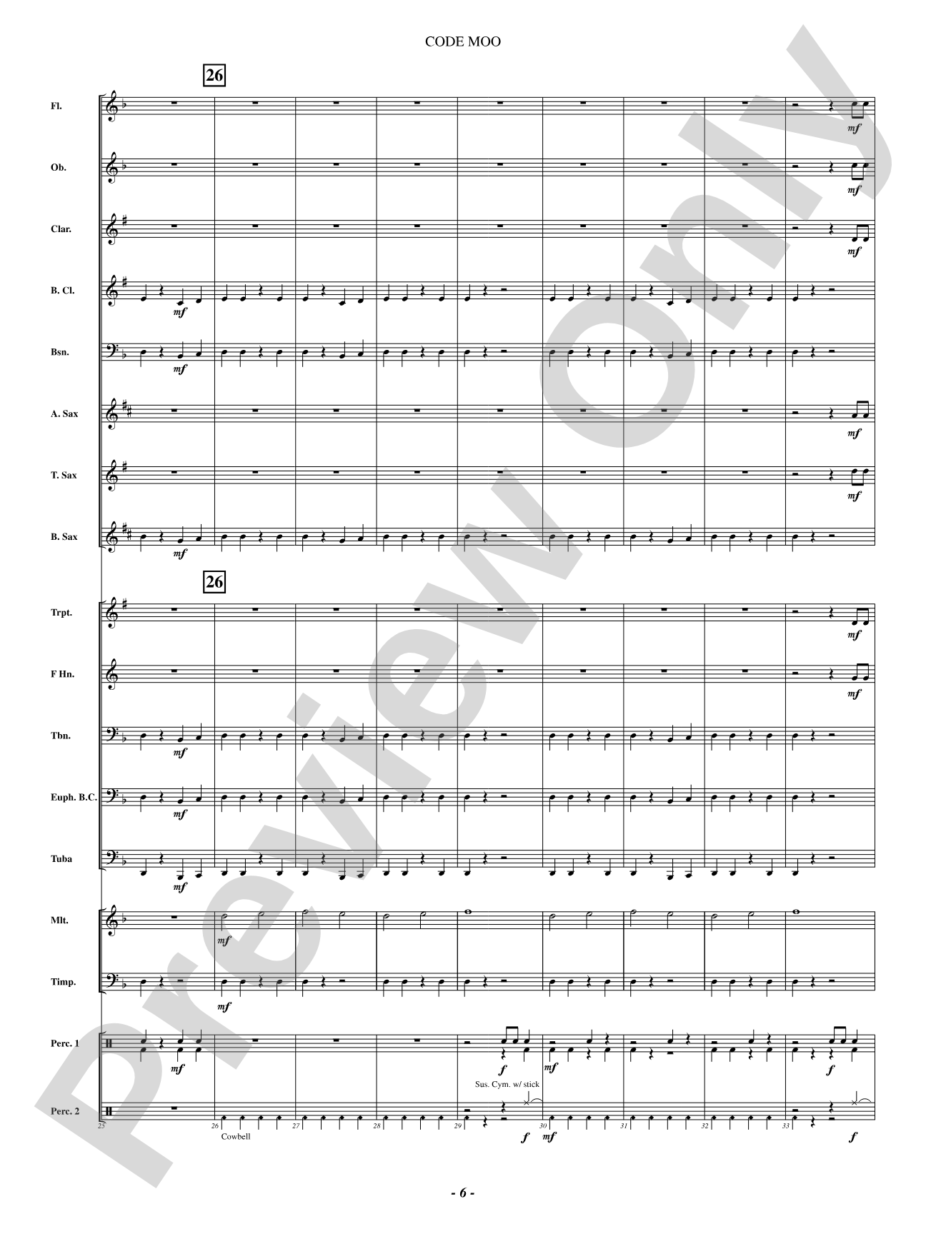 Code Moo (Trouble on the Farm): Concert Band Conductor Score & Parts