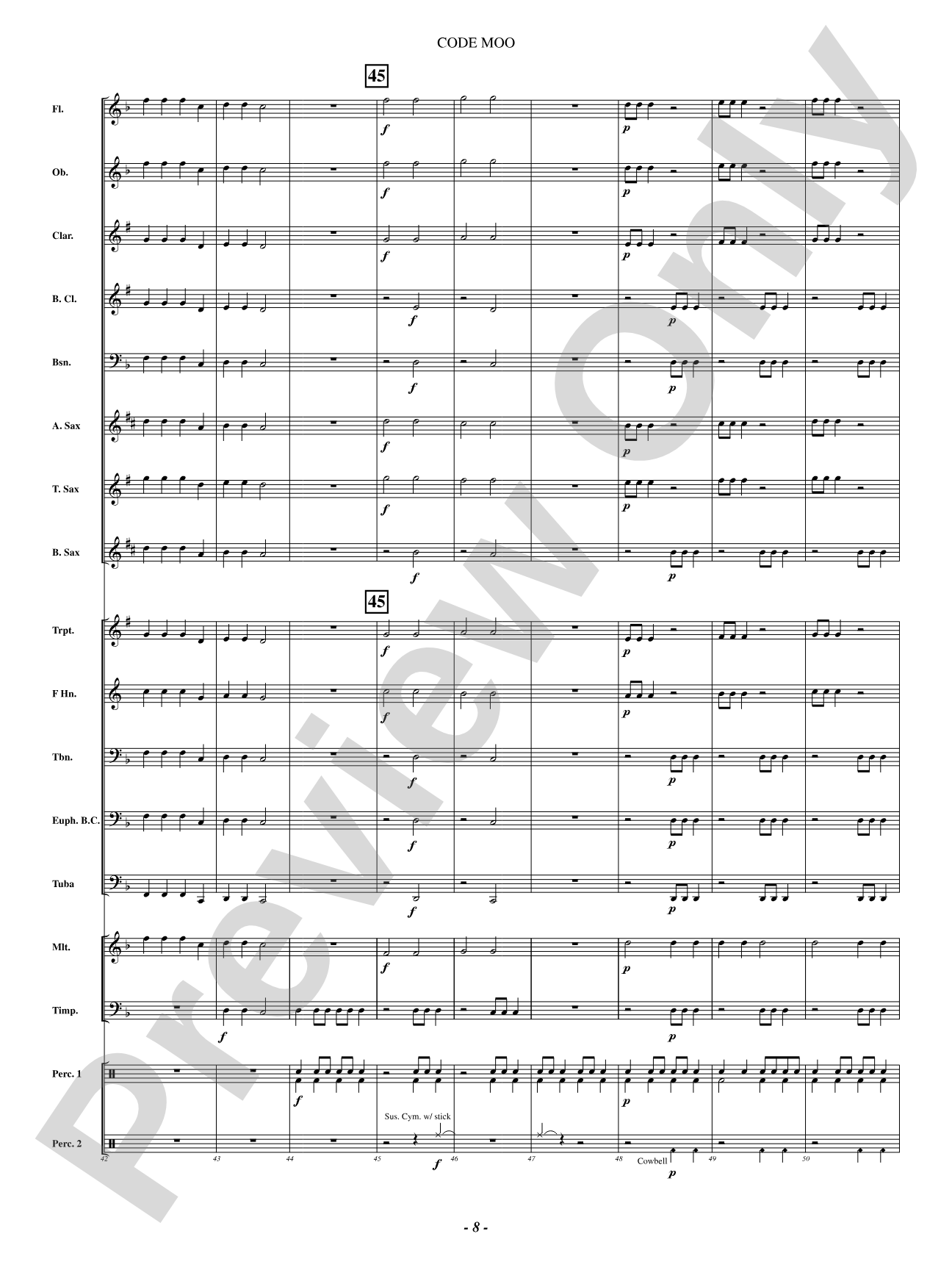 Code Moo (Trouble on the Farm): Concert Band Conductor Score & Parts