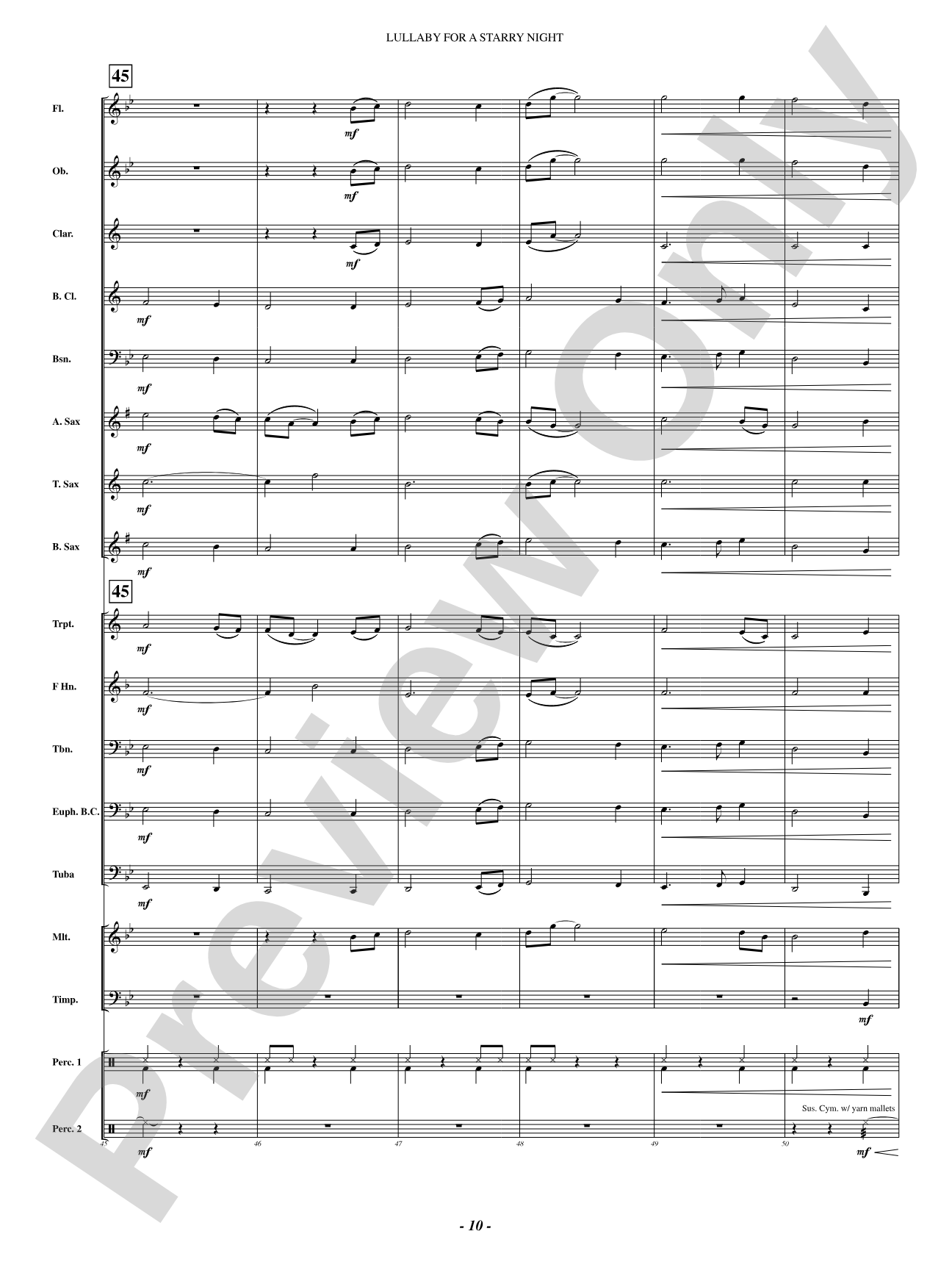 Lullaby For A Starry Night: Concert Band Conductor Score & Parts