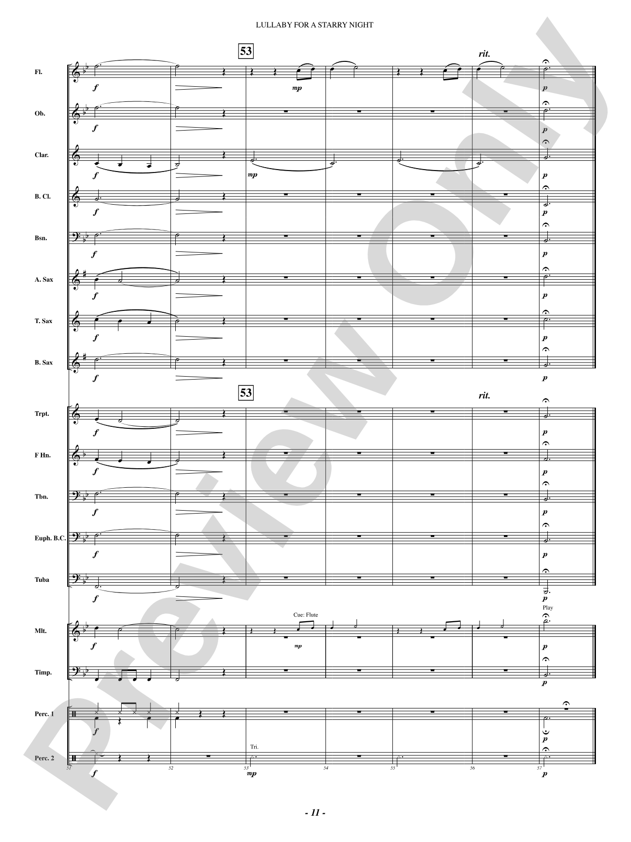 Lullaby For A Starry Night: Concert Band Conductor Score & Parts