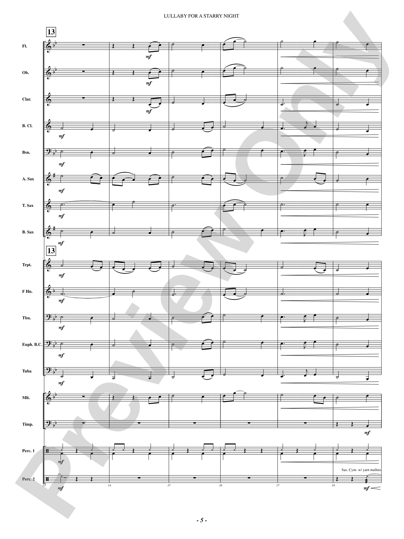 Lullaby For A Starry Night: Concert Band Conductor Score & Parts