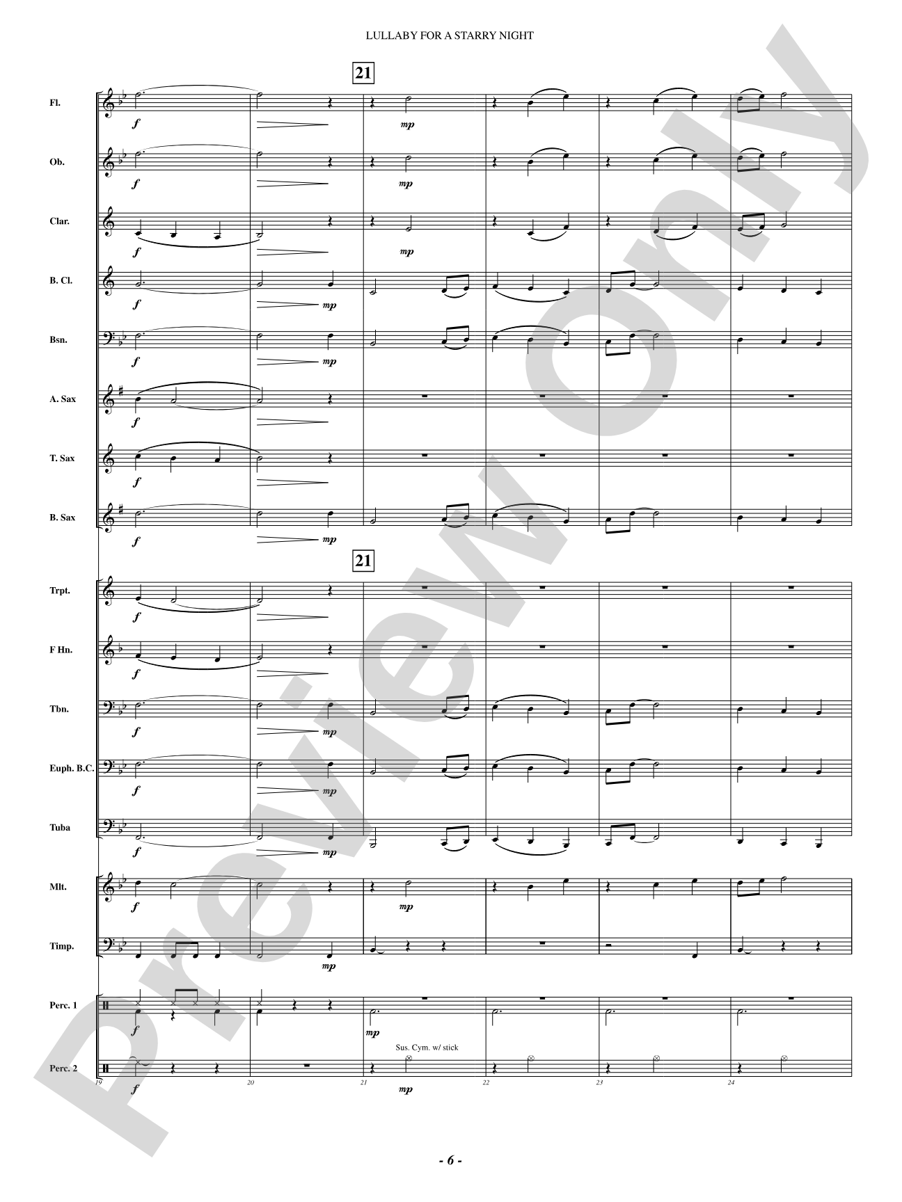 Lullaby For A Starry Night: Concert Band Conductor Score & Parts