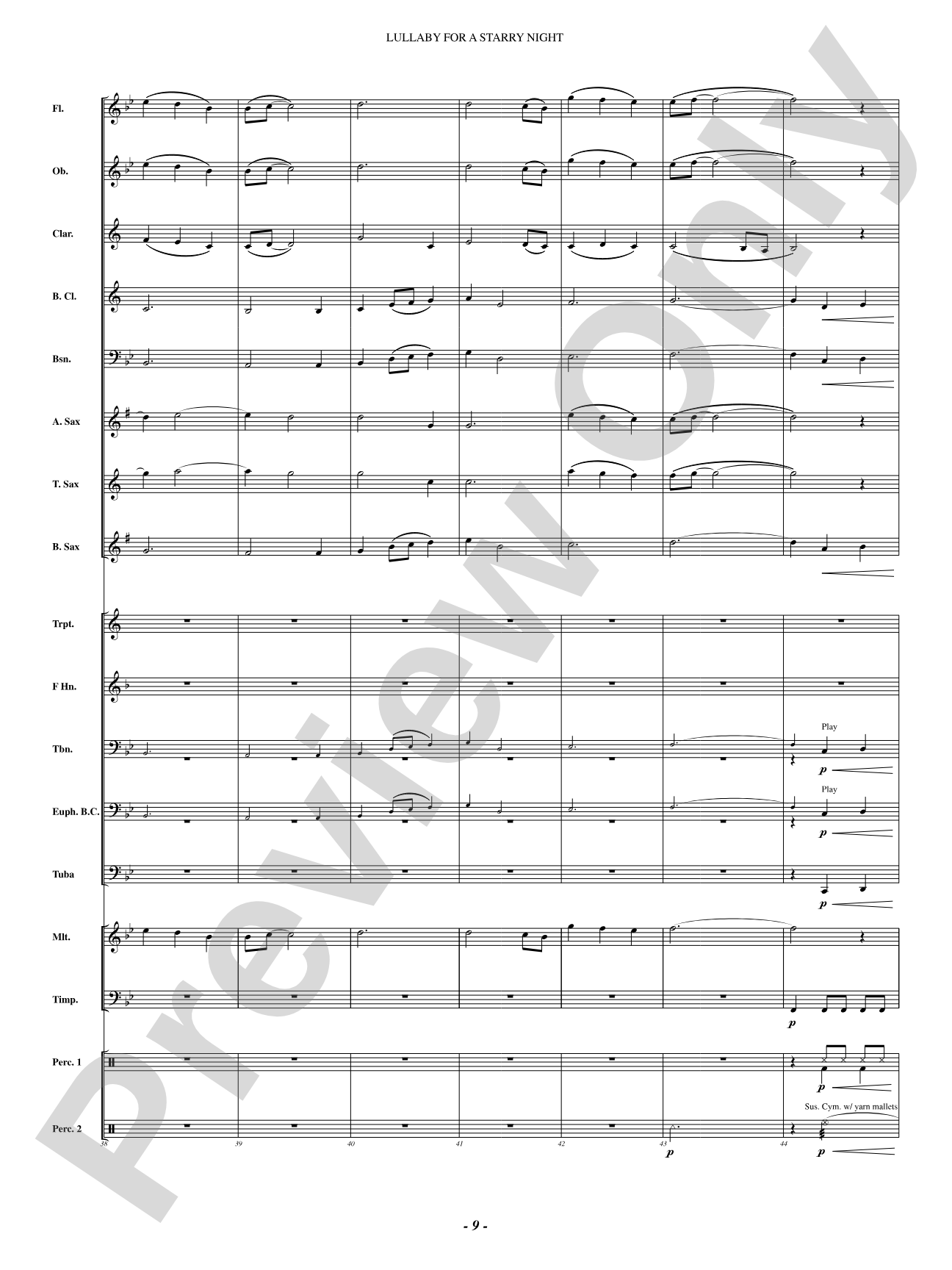 Lullaby For A Starry Night: Concert Band Conductor Score & Parts