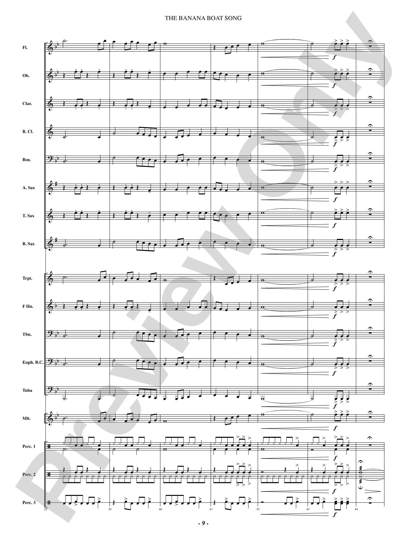 The Banana Boat Song: Concert Band Conductor Score & Parts