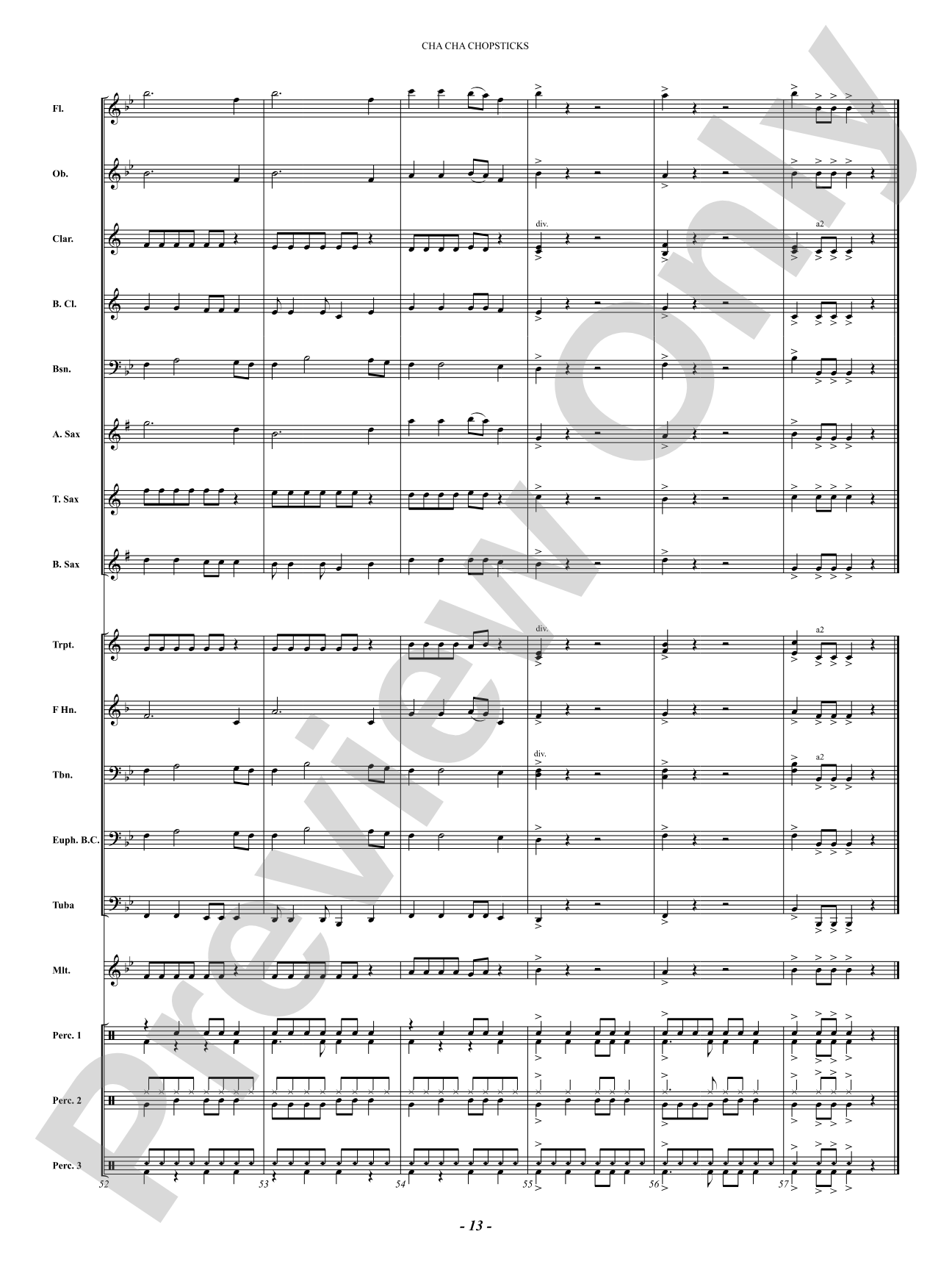 Cha Cha Chopsticks: Concert Band Conductor Score & Parts