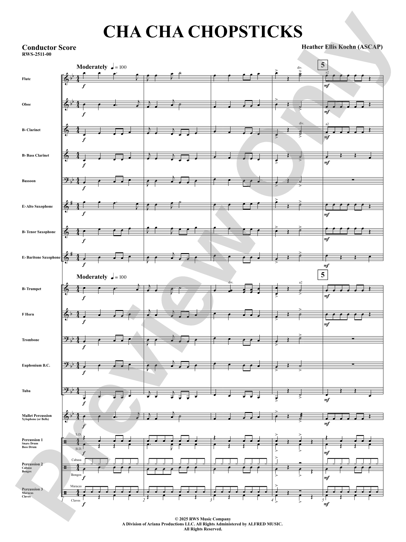 Cha Cha Chopsticks: Concert Band Conductor Score & Parts