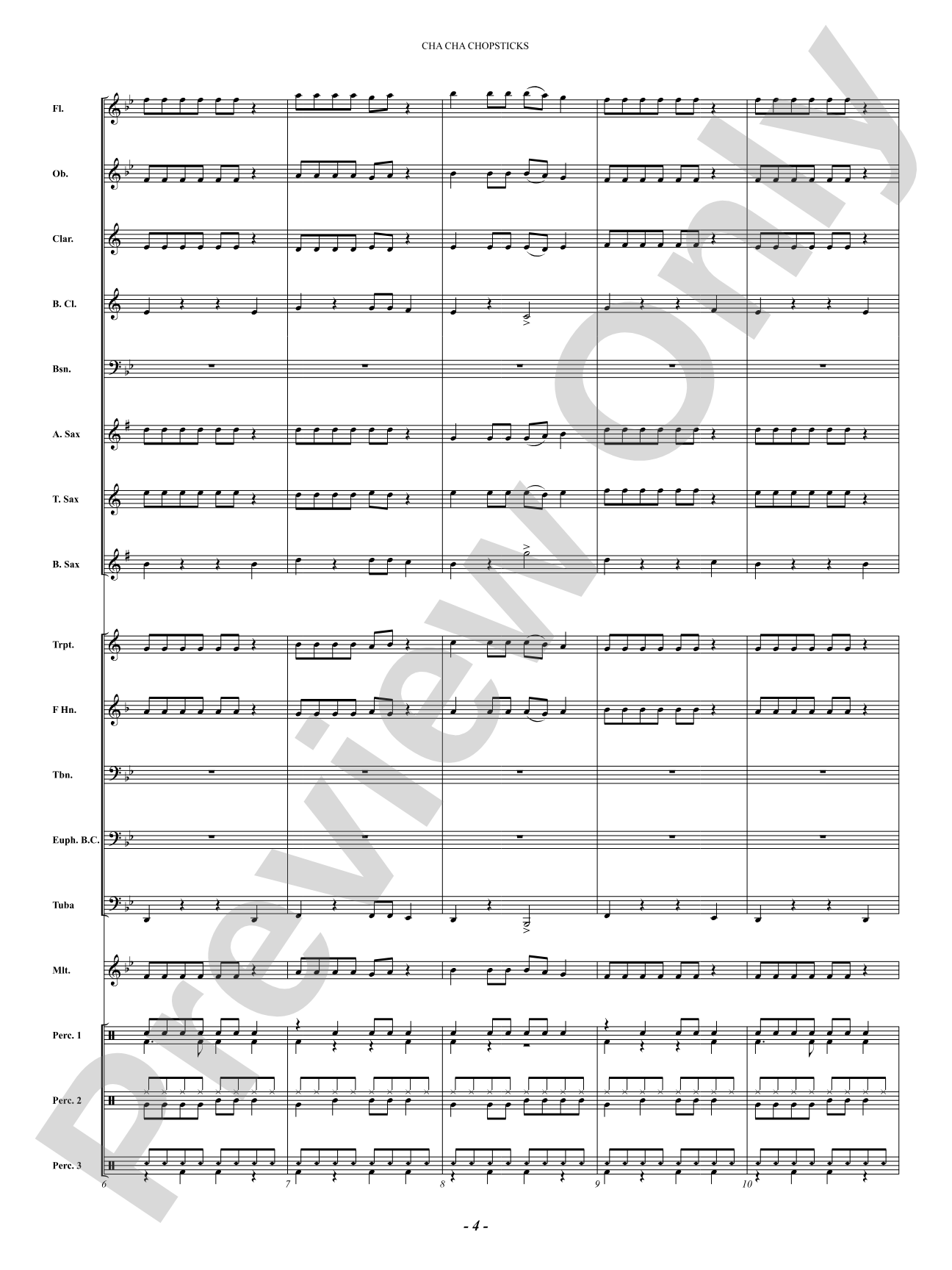 Cha Cha Chopsticks: Concert Band Conductor Score & Parts