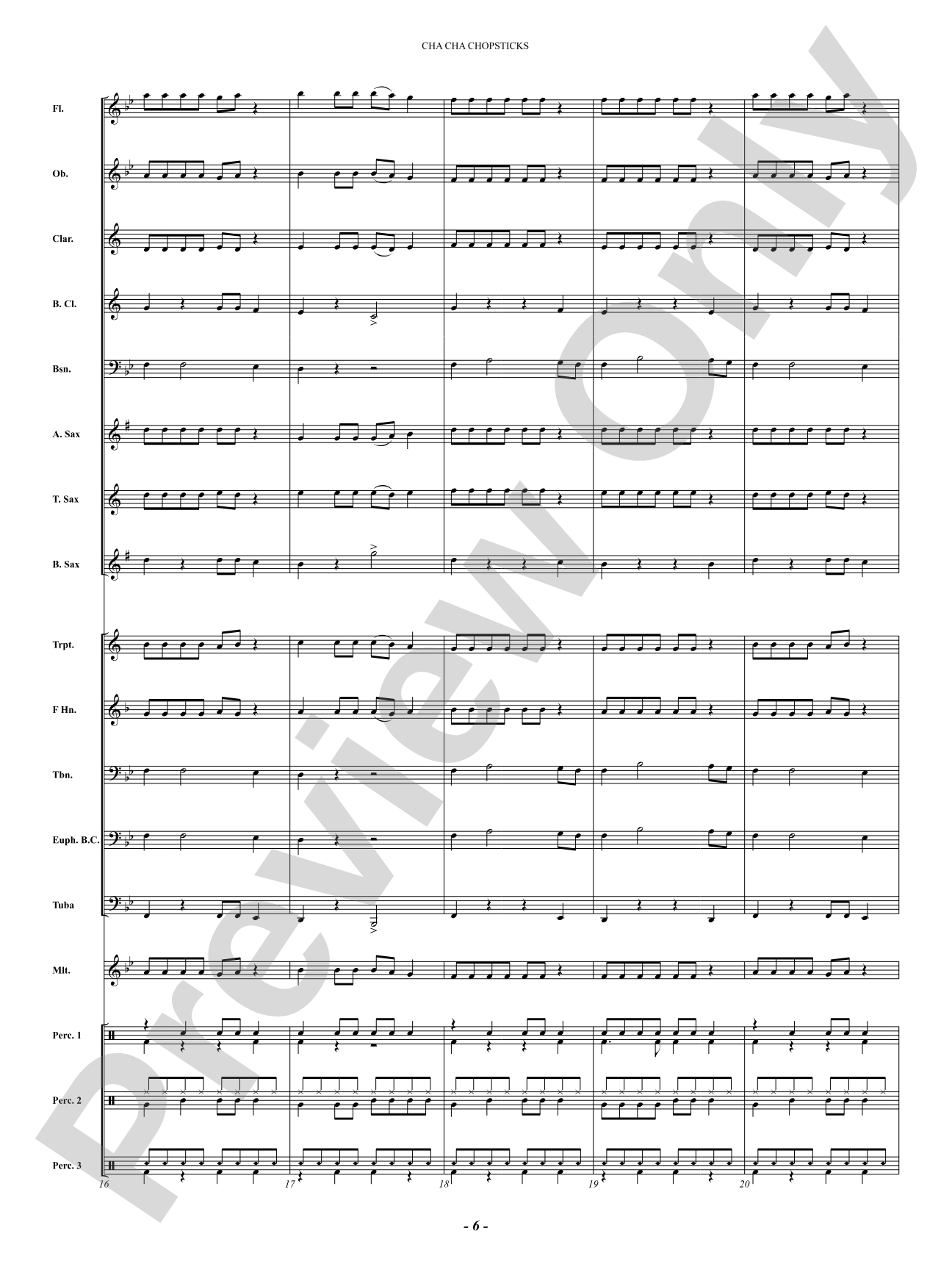 Cha Cha Chopsticks: Concert Band Conductor Score & Parts