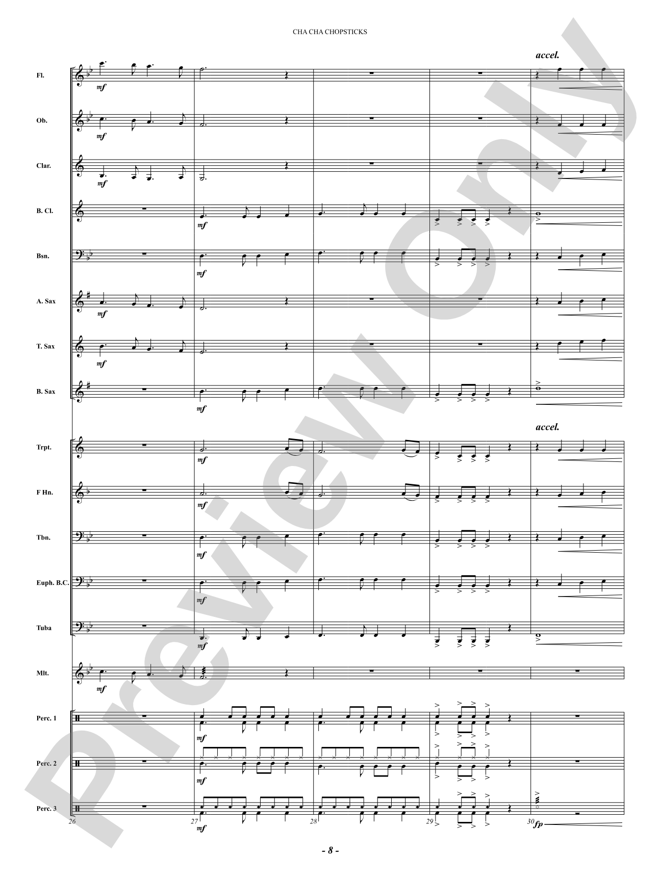 Cha Cha Chopsticks: Concert Band Conductor Score & Parts