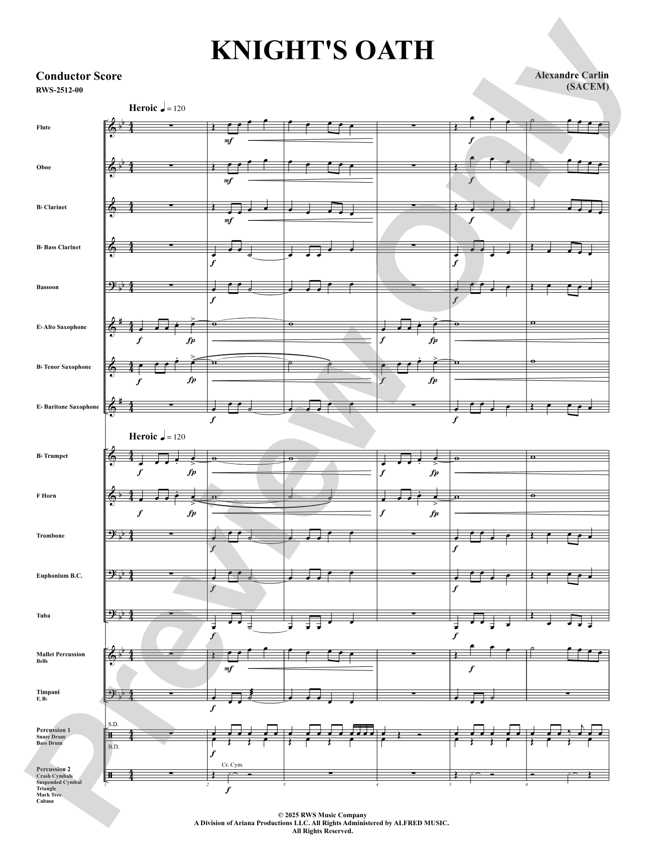 Knight's Oath: Concert Band Conductor Score & Parts