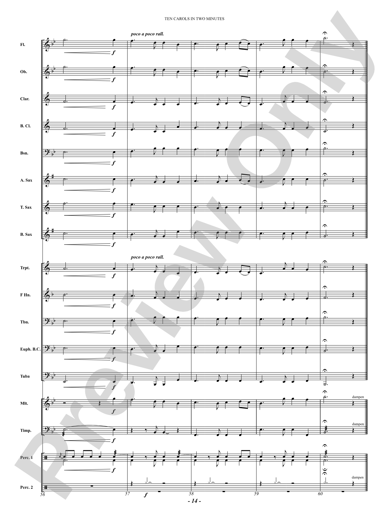 Ten Carols In Two Minutes: Concert Band Conductor Score & Parts