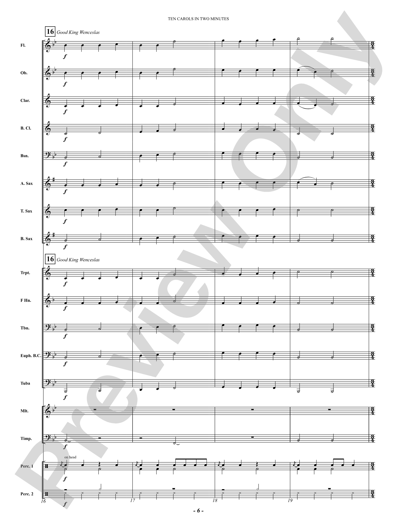 Ten Carols In Two Minutes: Concert Band Conductor Score & Parts