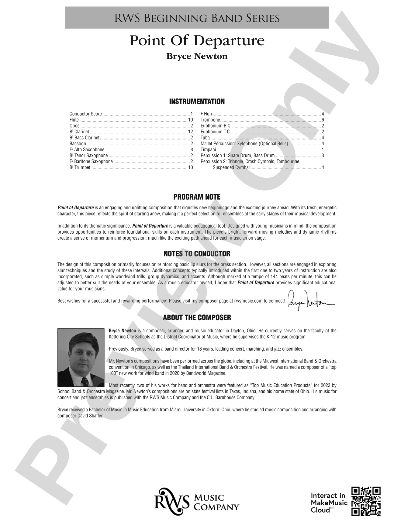 Point of Departure: Concert Band Conductor Score & Parts