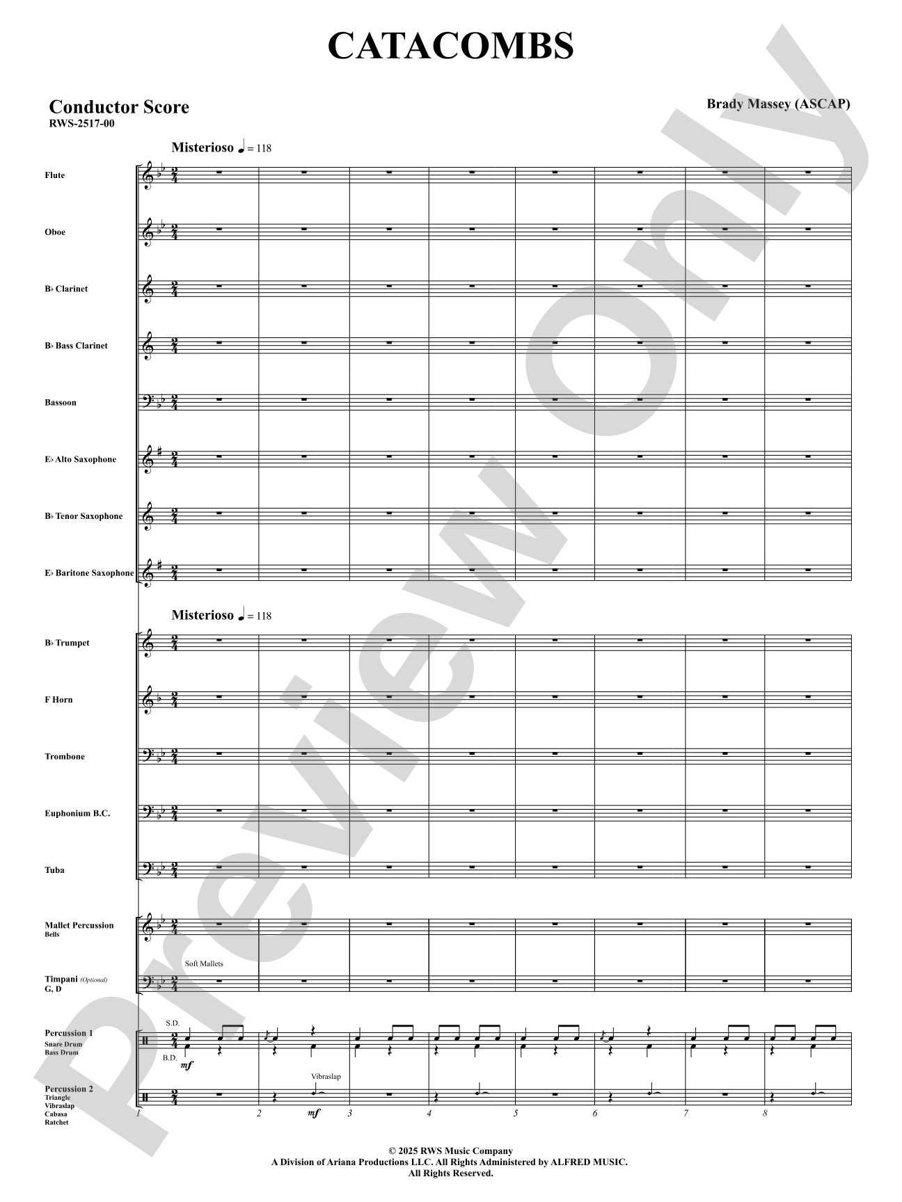 Catacombs: Concert Band Conductor Score & Parts