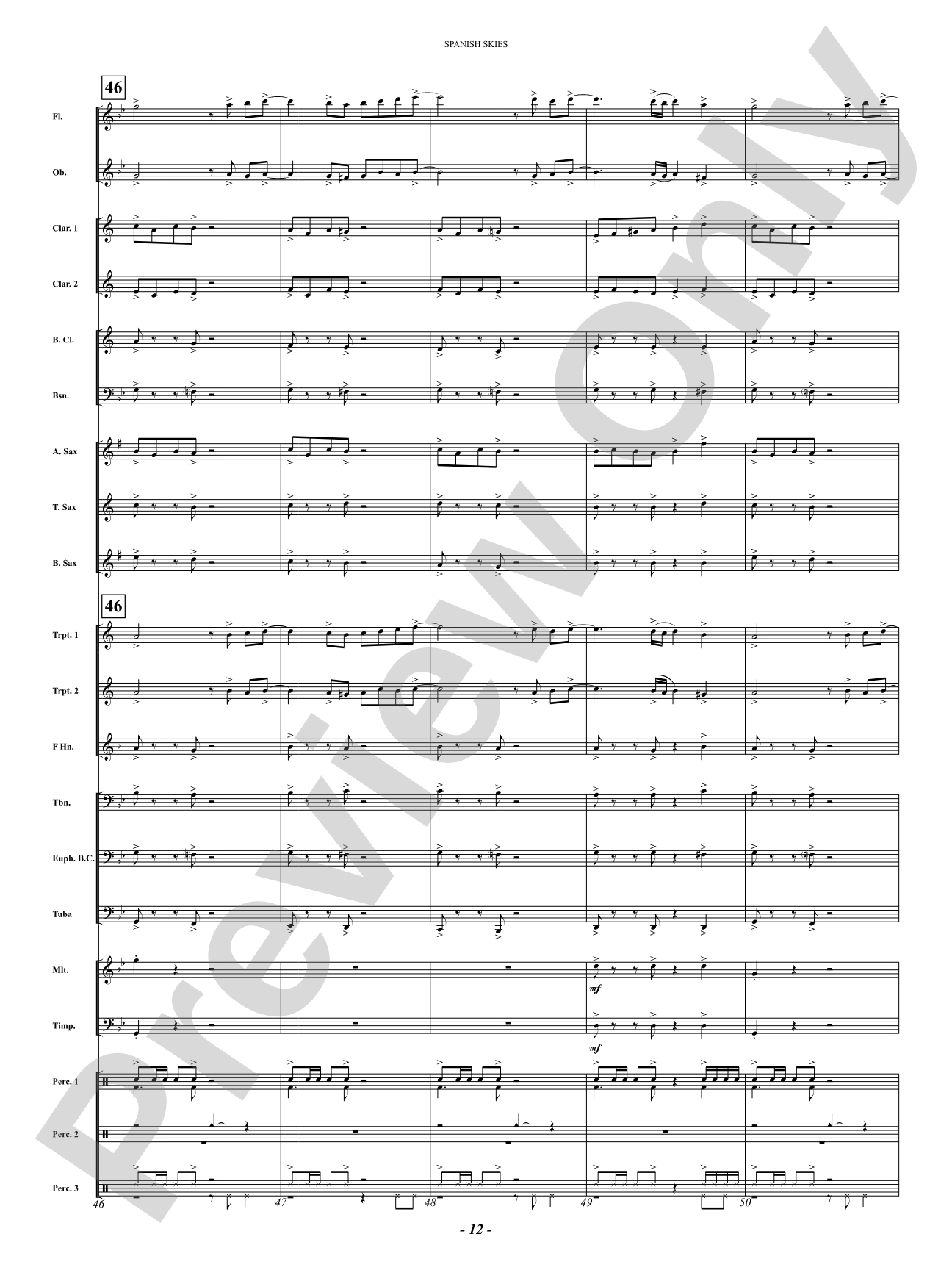 Spanish Skies: Concert Band Conductor Score & Parts