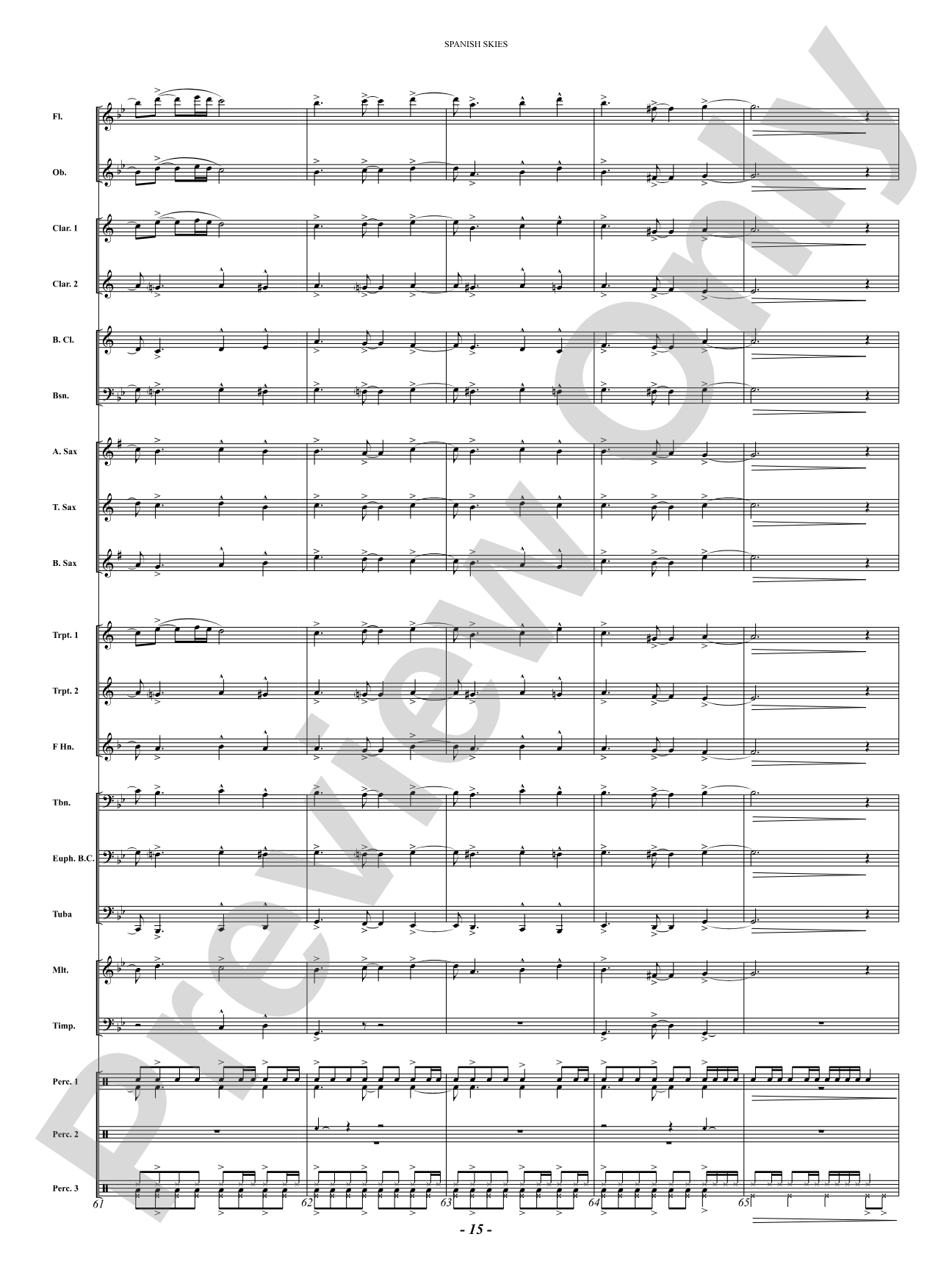 Spanish Skies: Concert Band Conductor Score & Parts
