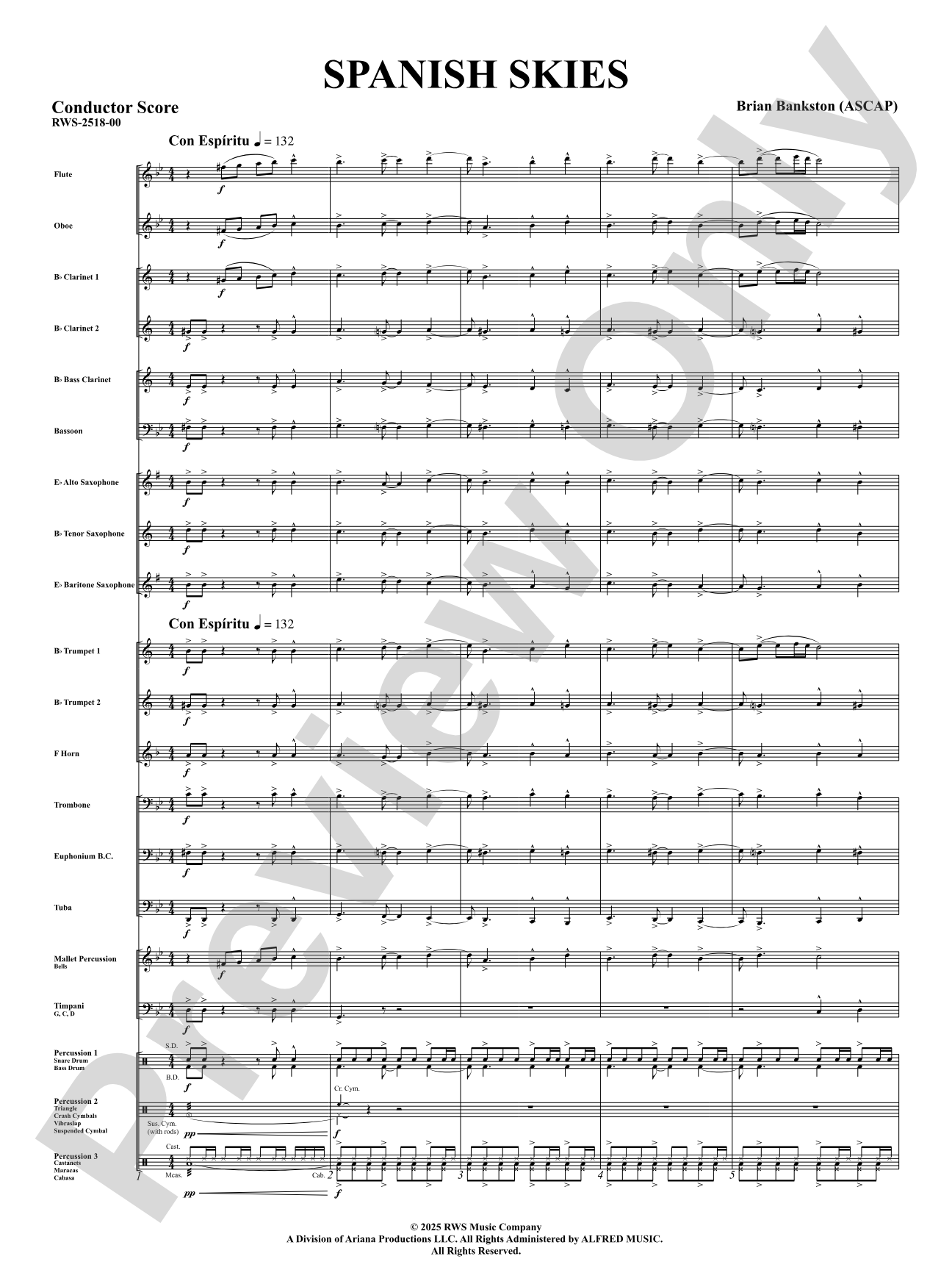 Spanish Skies: Concert Band Conductor Score & Parts