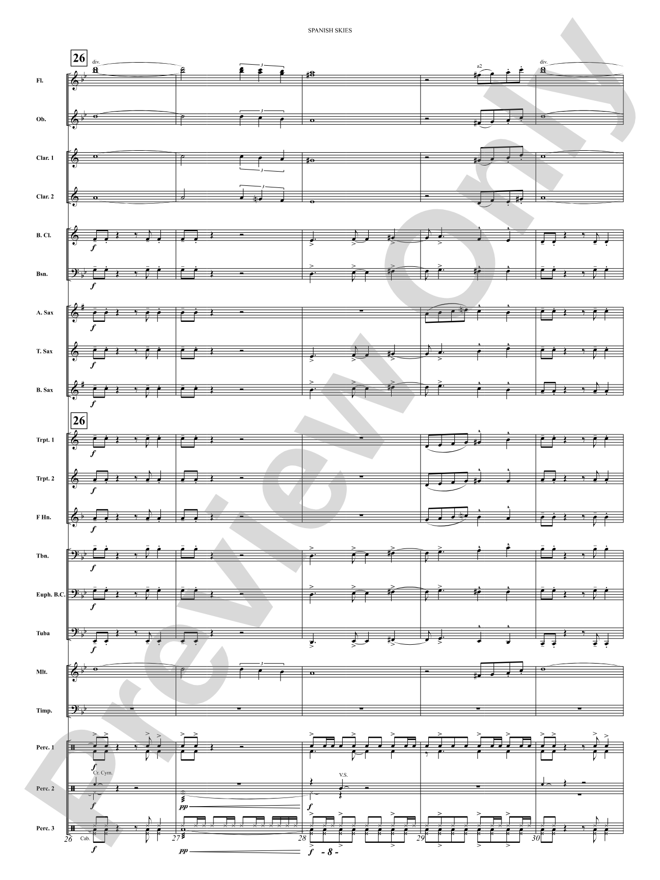 Spanish Skies: Concert Band Conductor Score & Parts