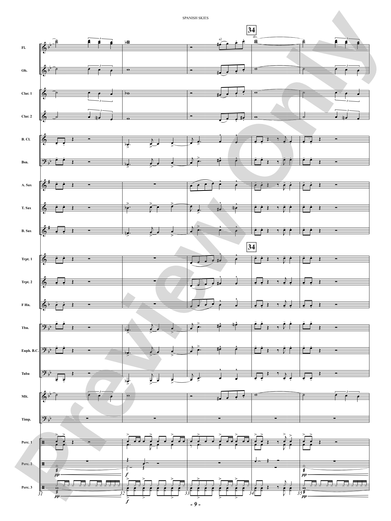 Spanish Skies: Concert Band Conductor Score & Parts
