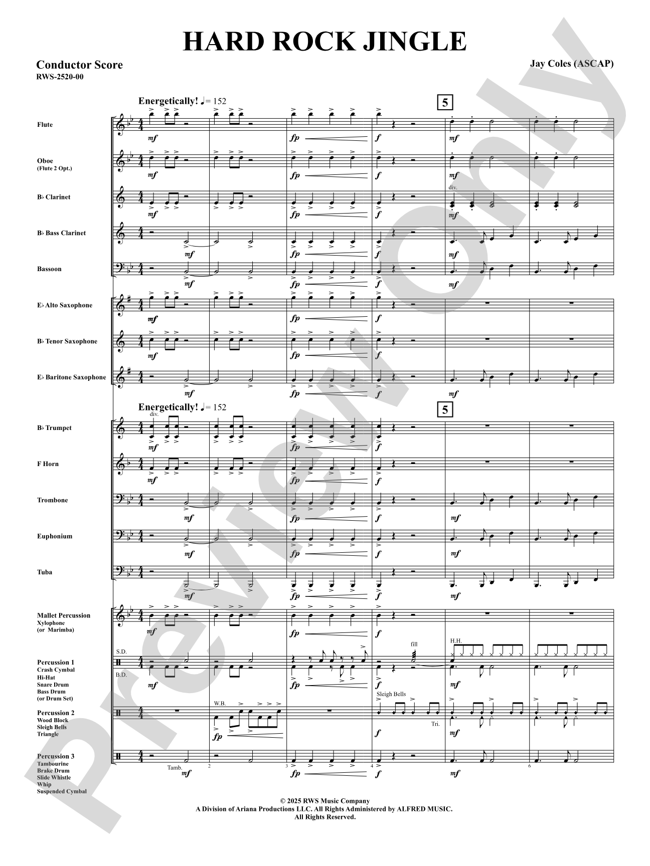 Hard Rock Jingle: Concert Band Conductor Score & Parts