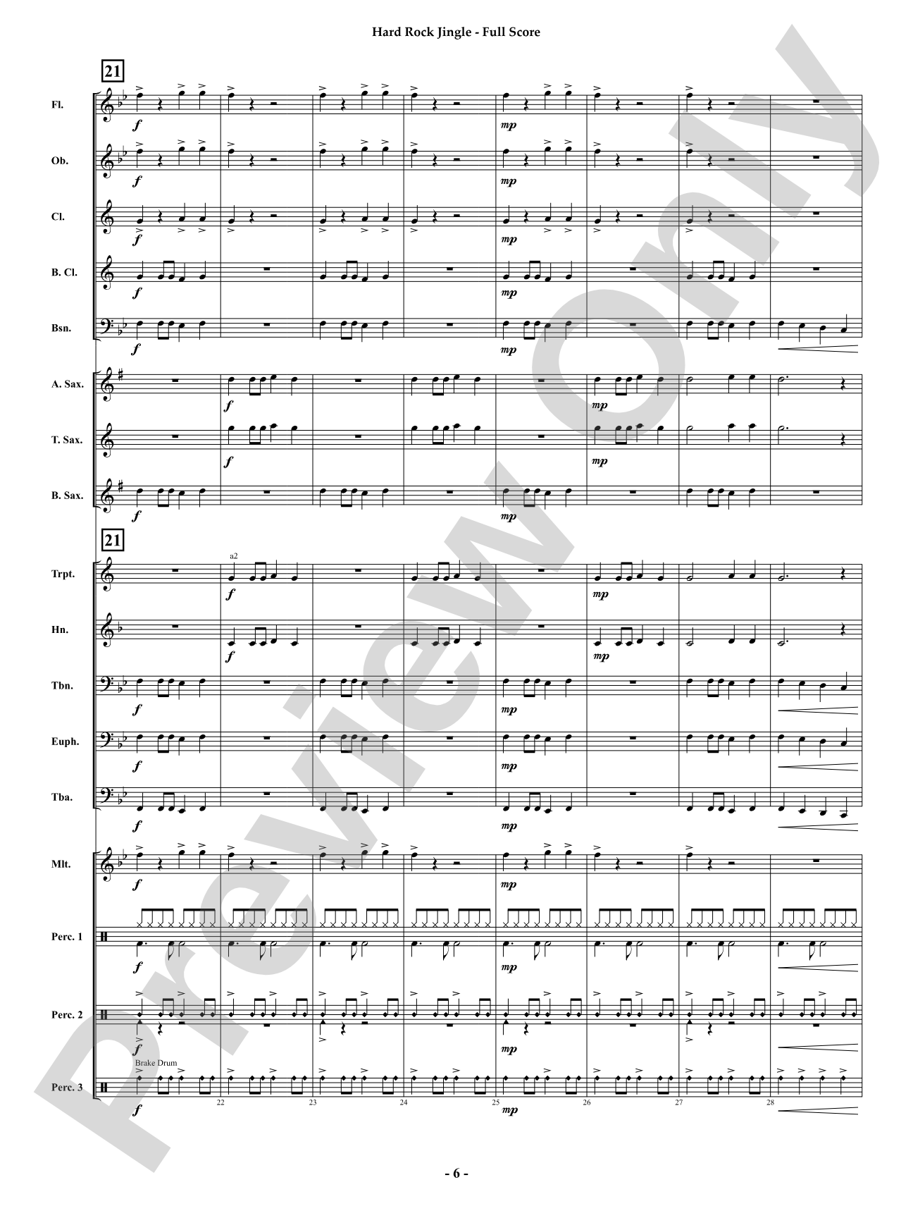 Hard Rock Jingle: Concert Band Conductor Score & Parts