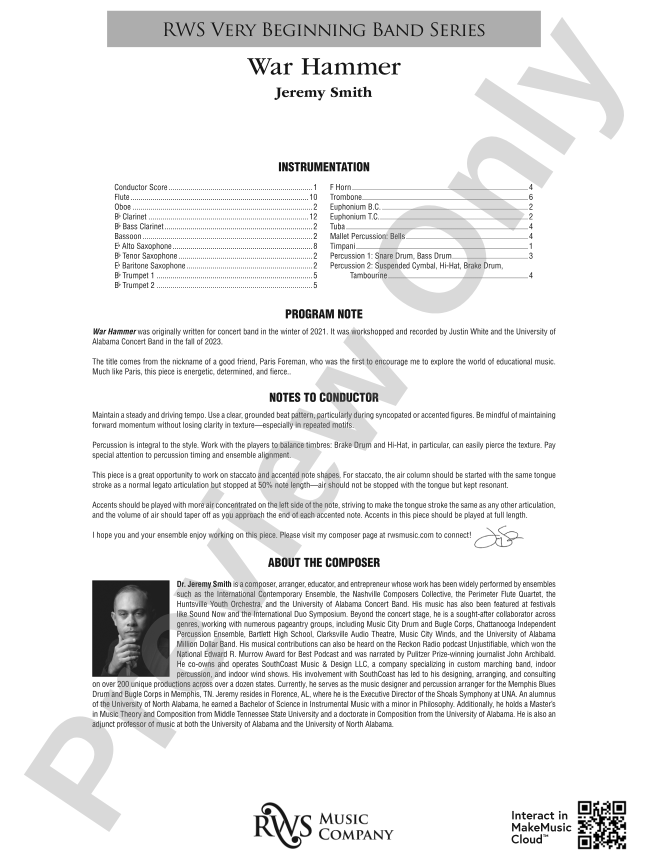 War Hammer: Concert Band Conductor Score & Parts