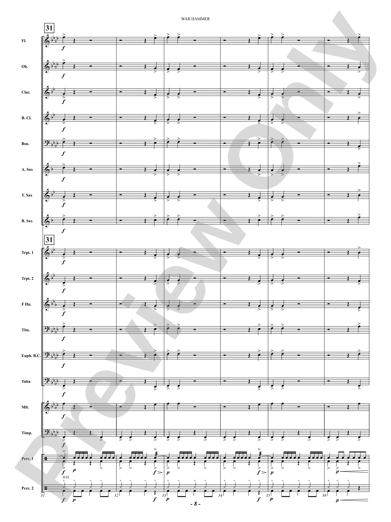 War Hammer: Concert Band Conductor Score & Parts