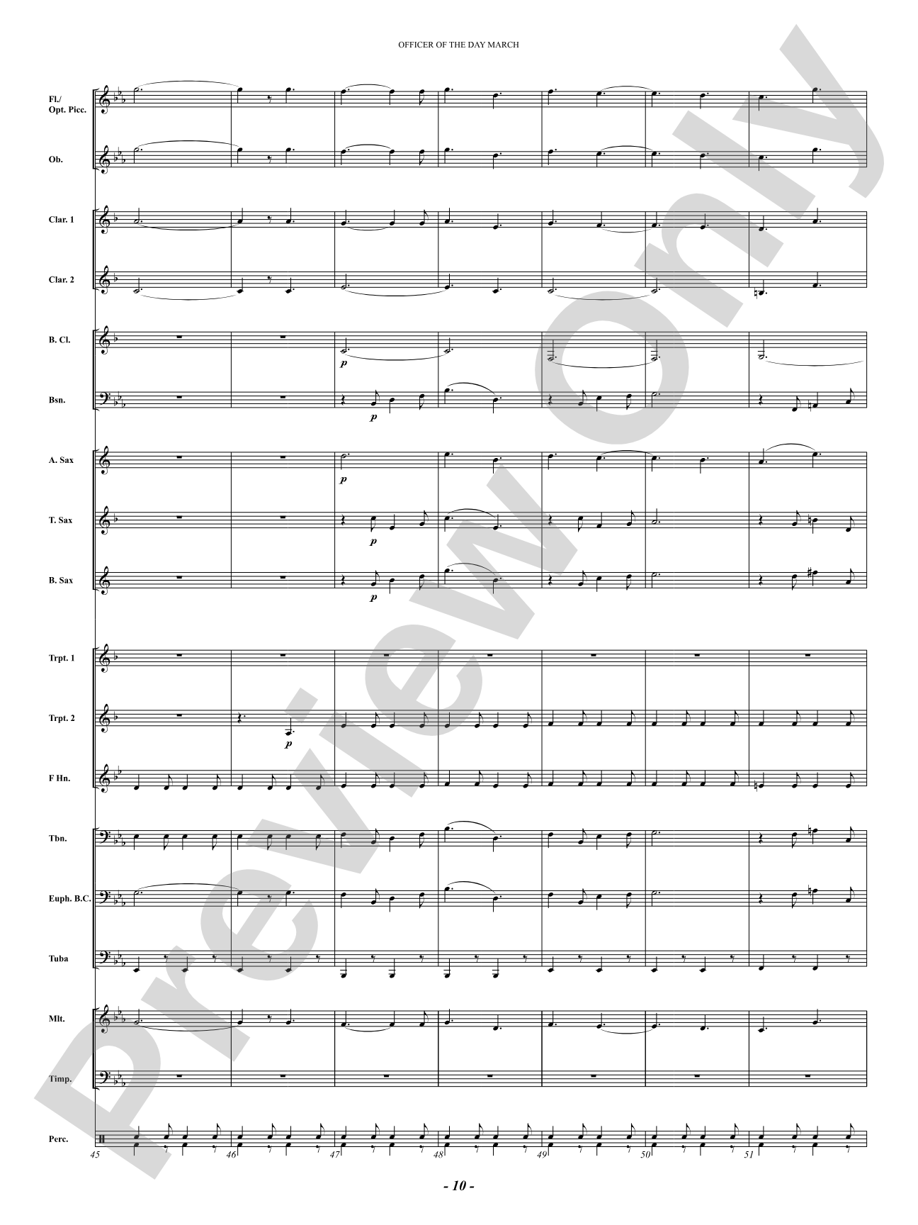 Officer Of The Day March: Concert Band Conductor Score & Parts