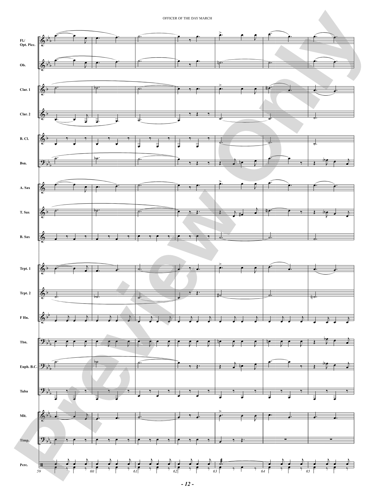 Officer Of The Day March: Concert Band Conductor Score & Parts