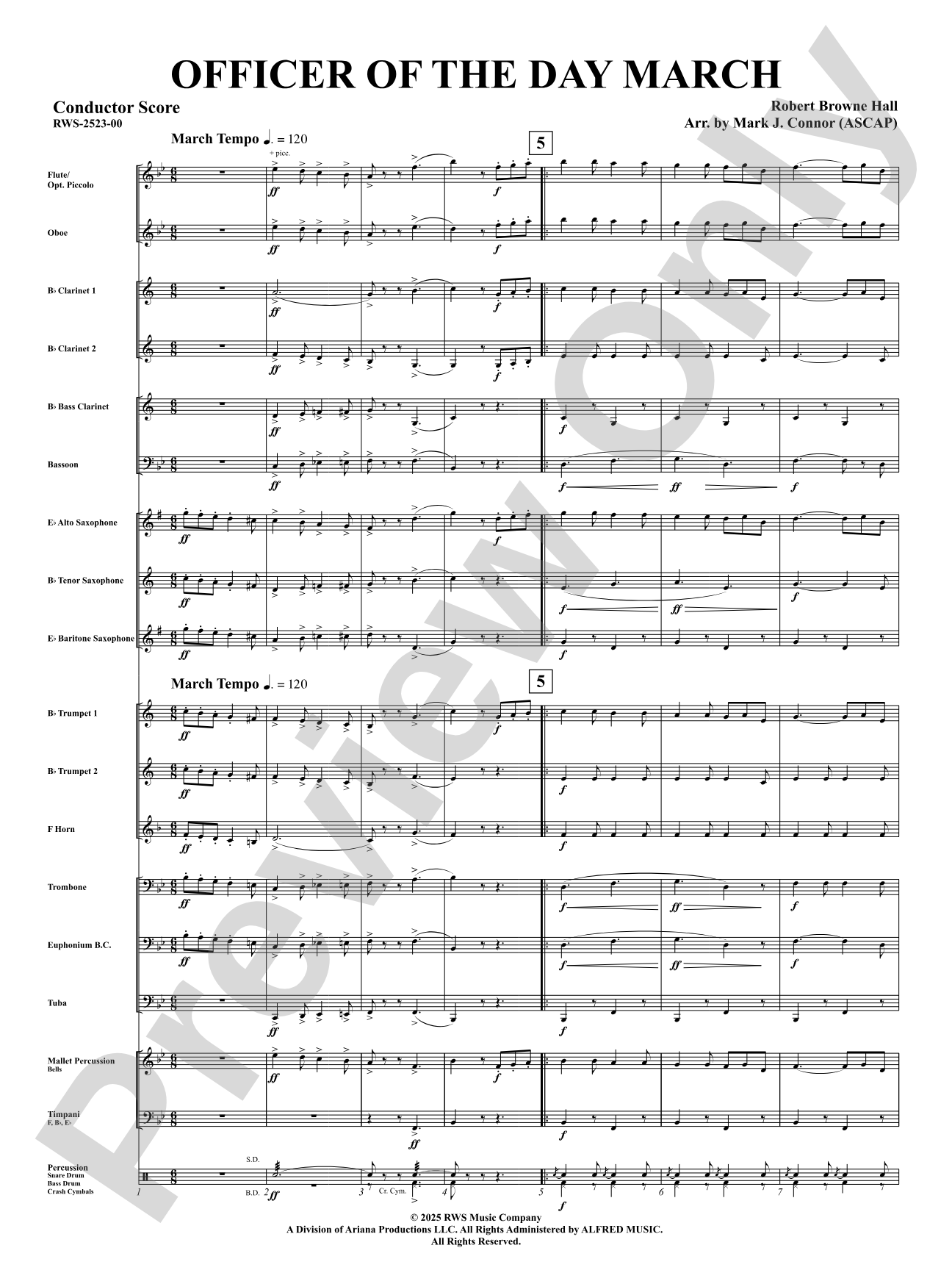 Officer Of The Day March: Concert Band Conductor Score & Parts