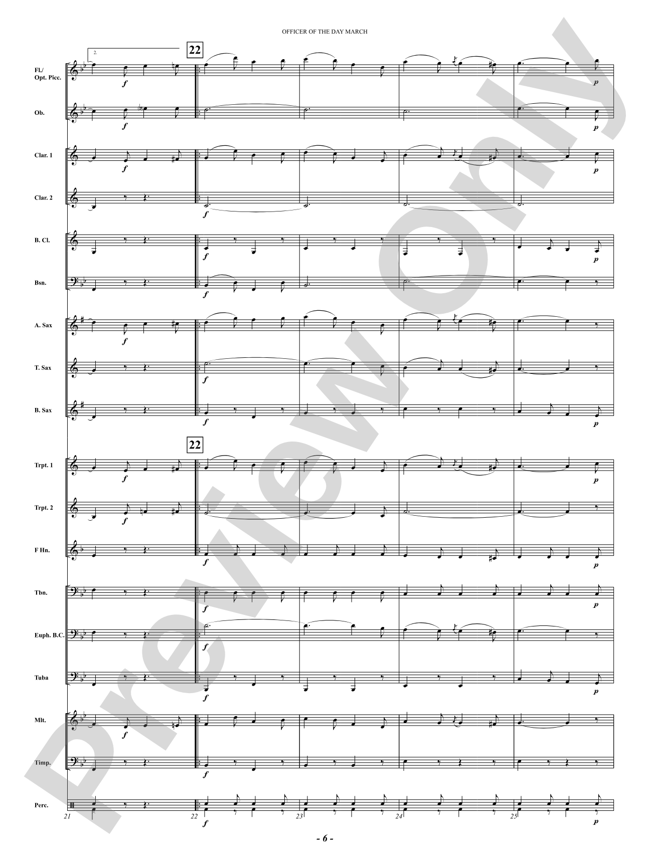 Officer Of The Day March: Concert Band Conductor Score & Parts