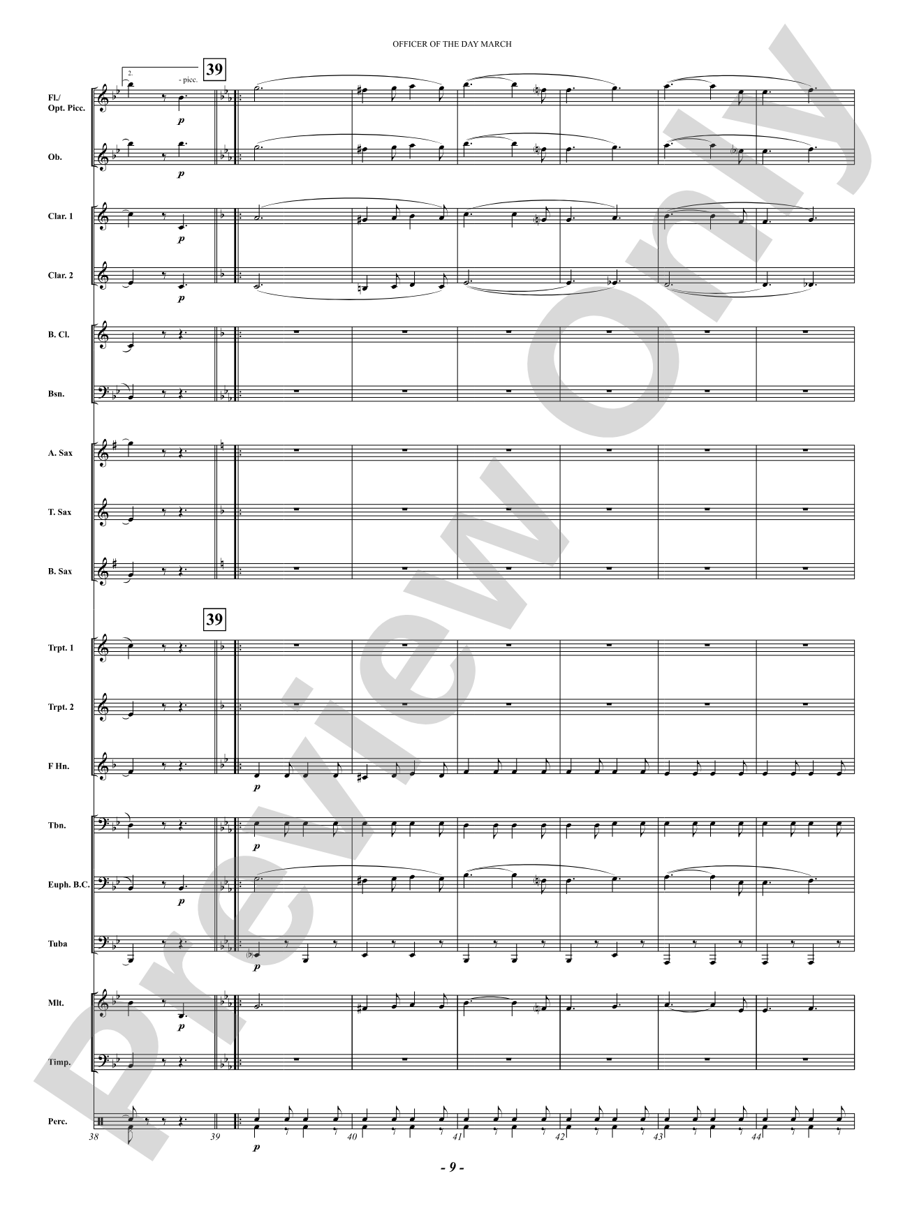 Officer Of The Day March: Concert Band Conductor Score & Parts