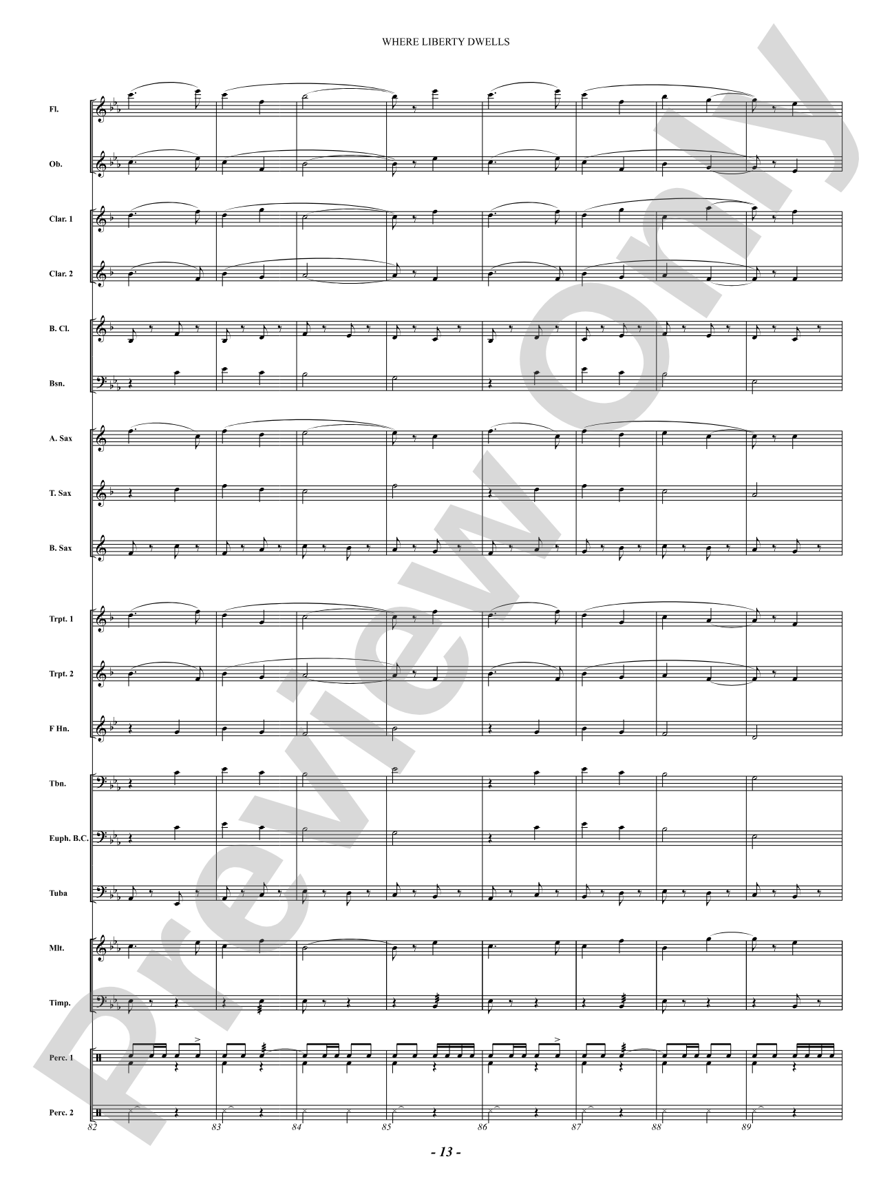 Where Liberty Dwells (March): Concert Band Conductor Score & Parts