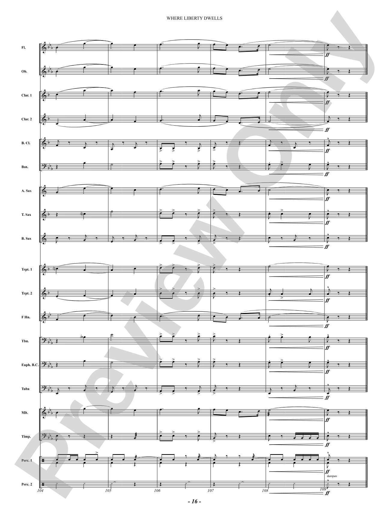 Where Liberty Dwells (March): Concert Band Conductor Score & Parts