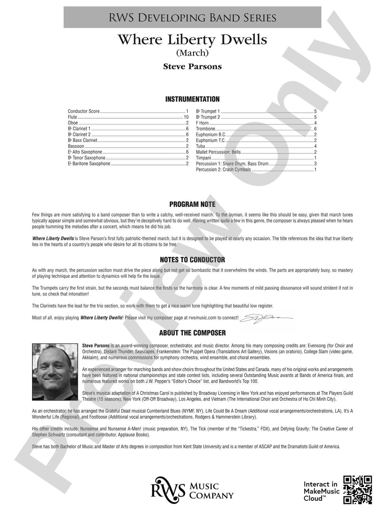 Where Liberty Dwells (March): Concert Band Conductor Score & Parts