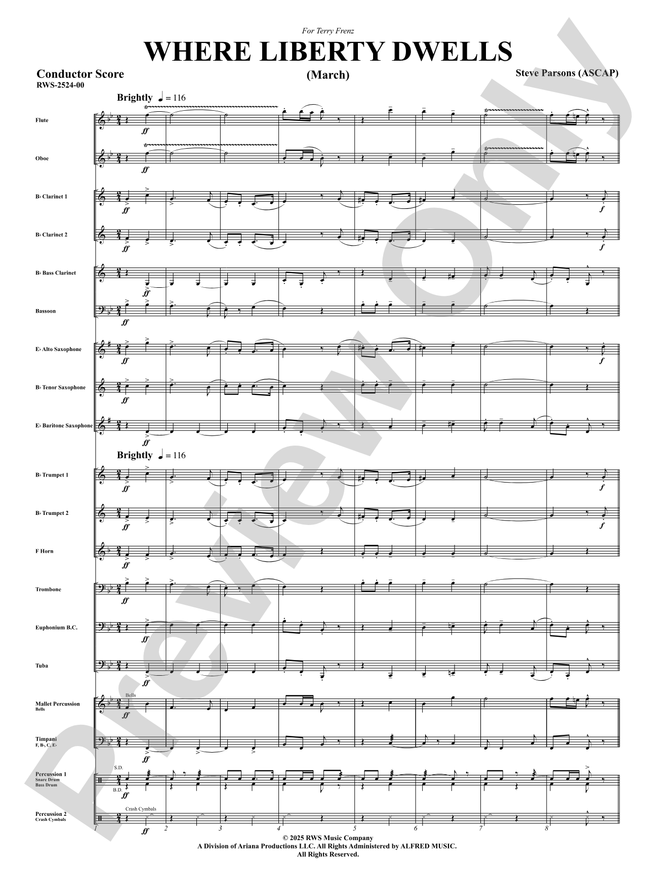 Where Liberty Dwells (March): Concert Band Conductor Score & Parts
