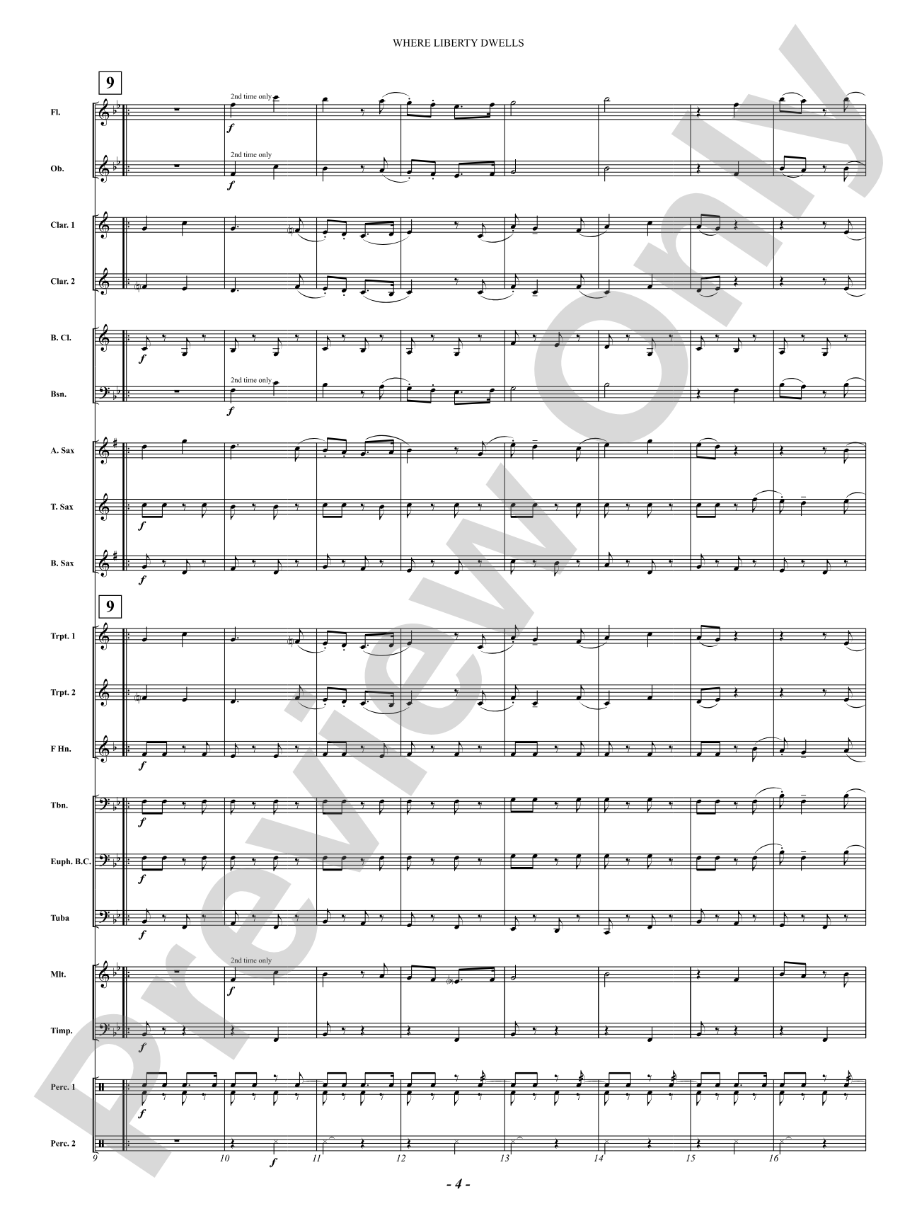Where Liberty Dwells (March): Concert Band Conductor Score & Parts