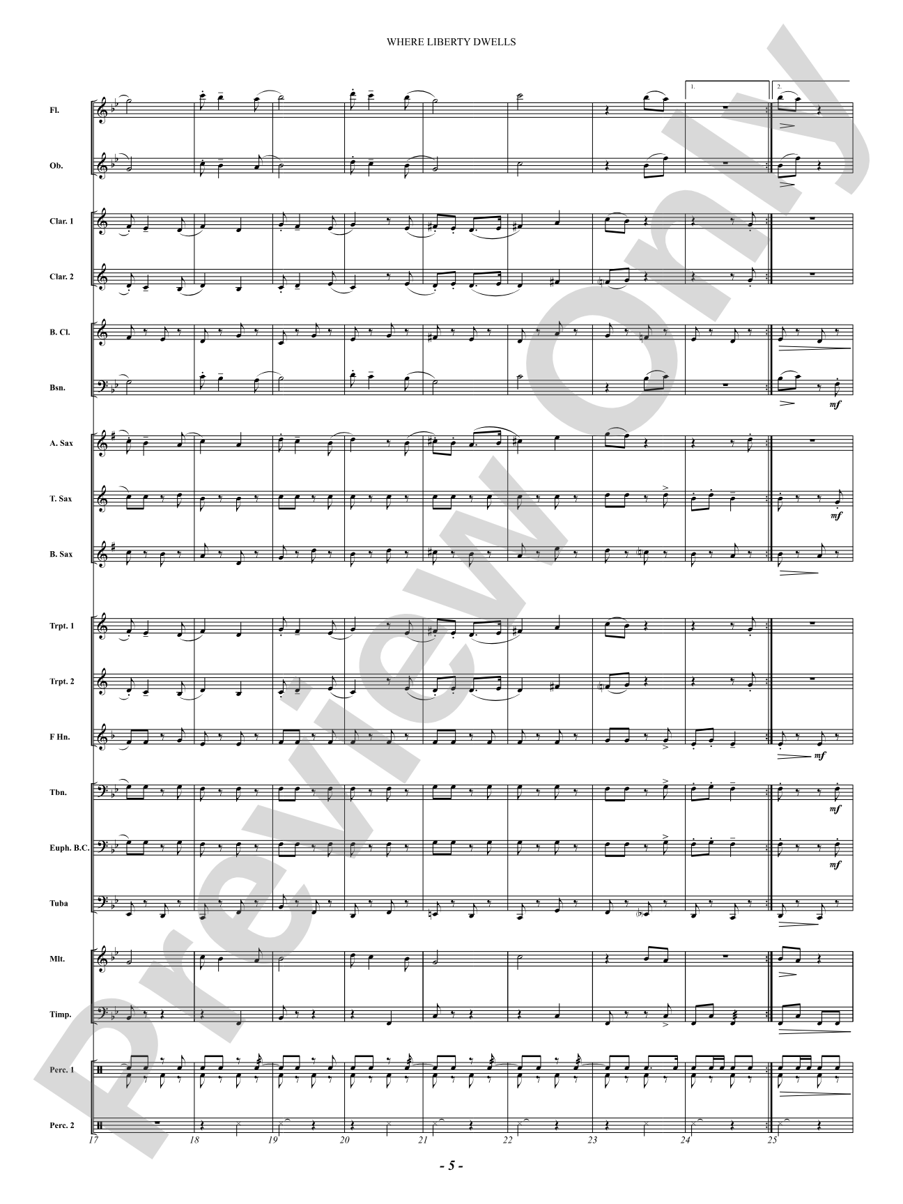 Where Liberty Dwells (March): Concert Band Conductor Score & Parts