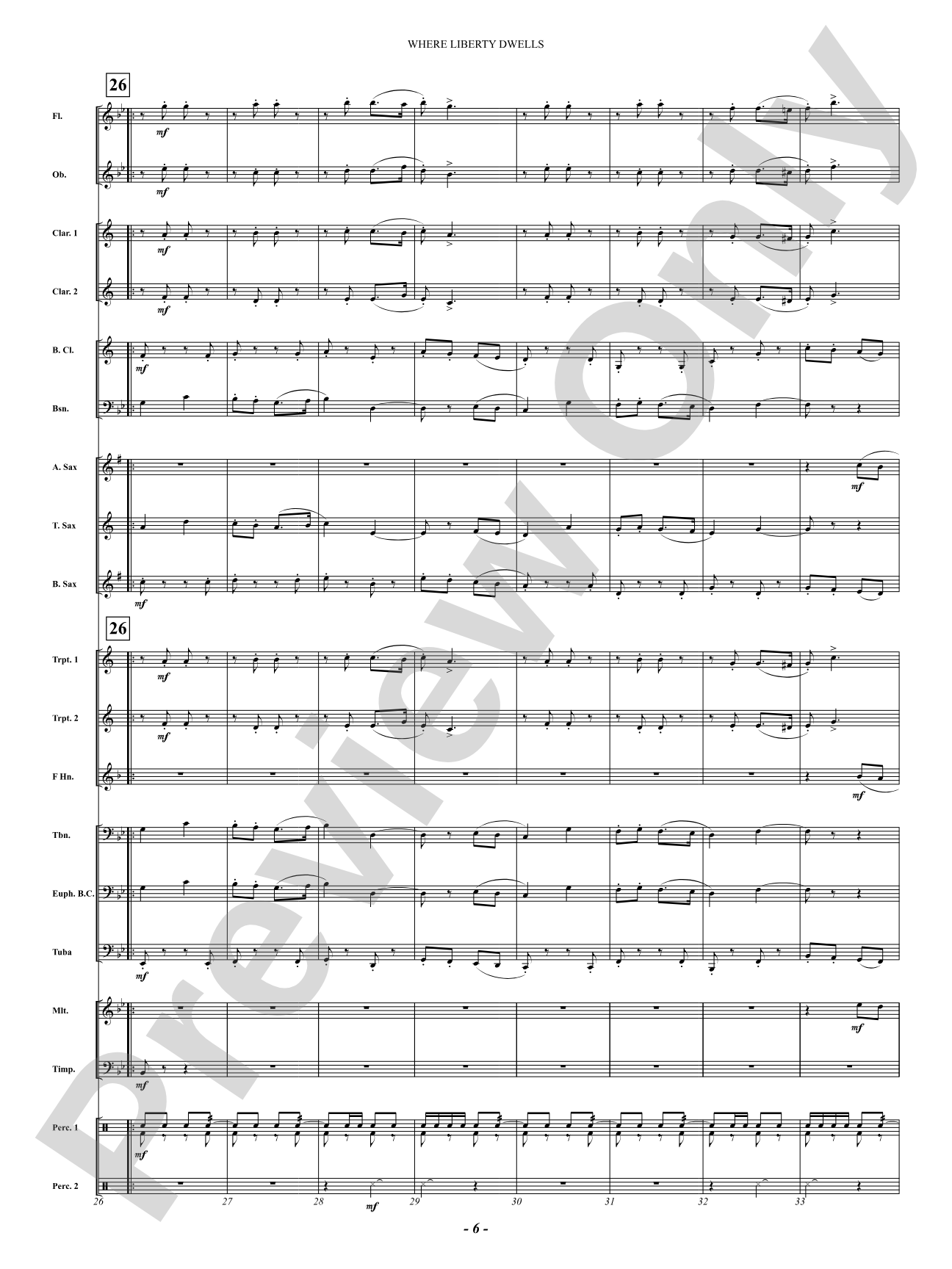 Where Liberty Dwells (March): Concert Band Conductor Score & Parts