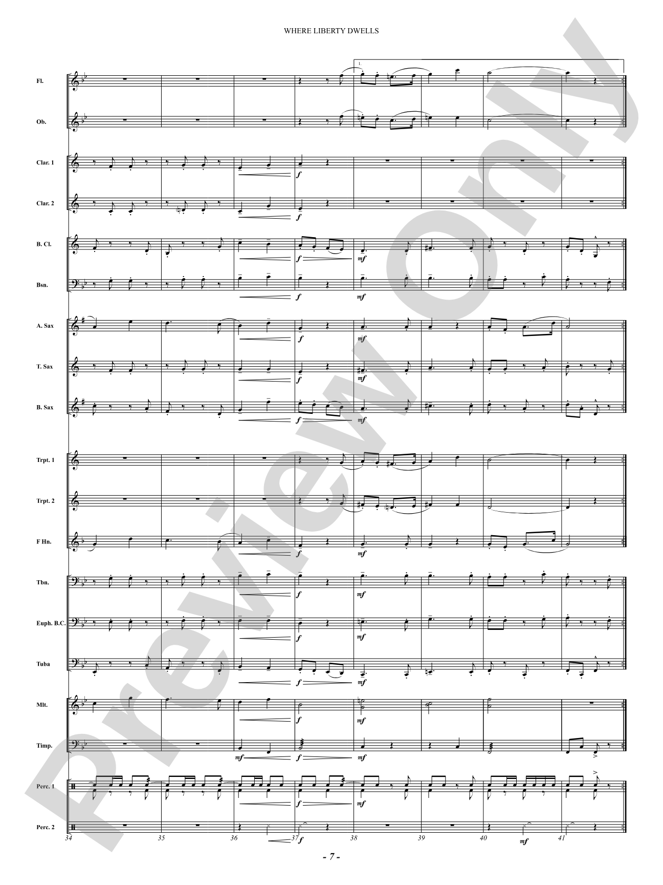Where Liberty Dwells (March): Concert Band Conductor Score & Parts