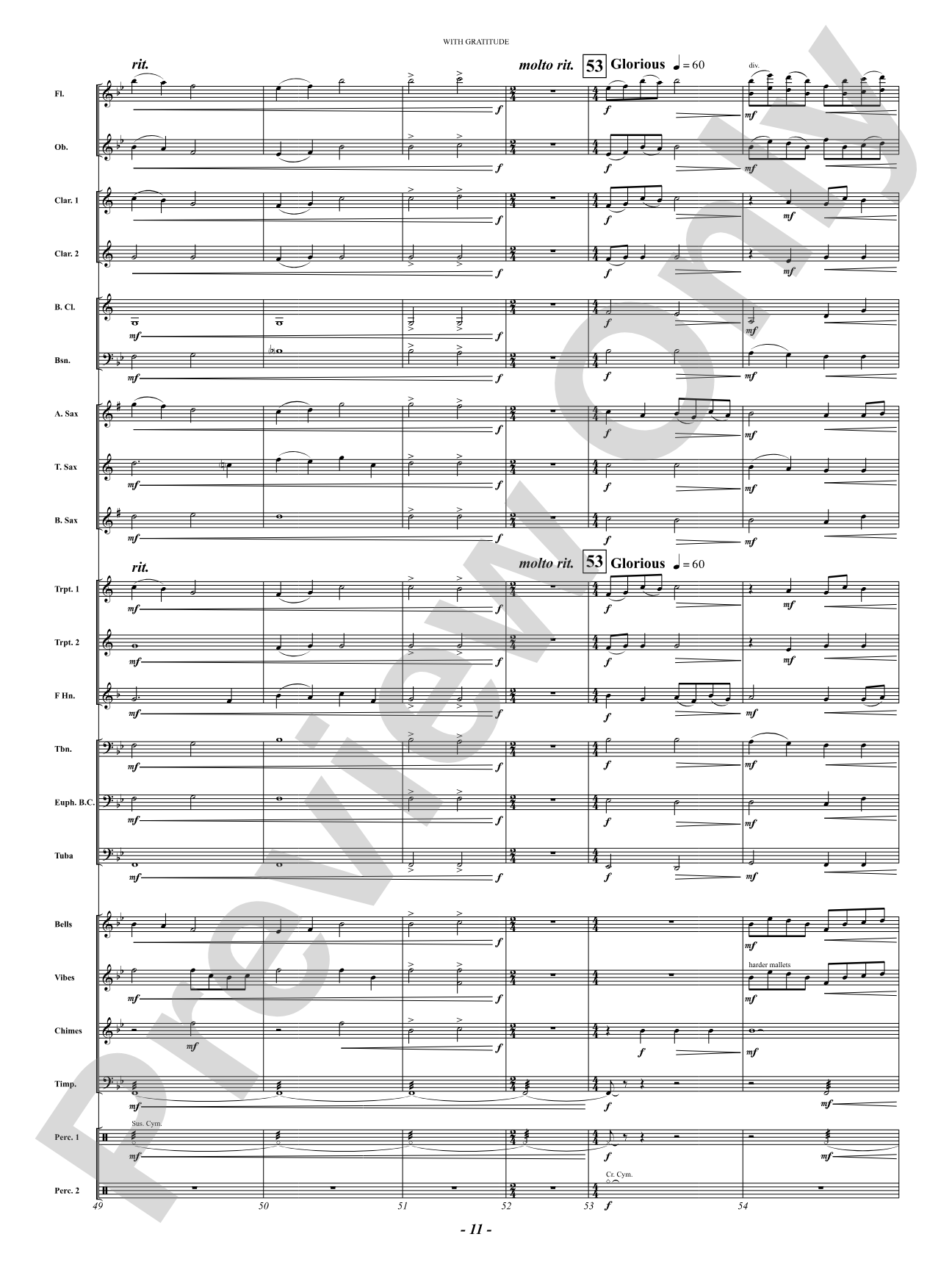 With Gratitude: Concert Band Conductor Score & Parts
