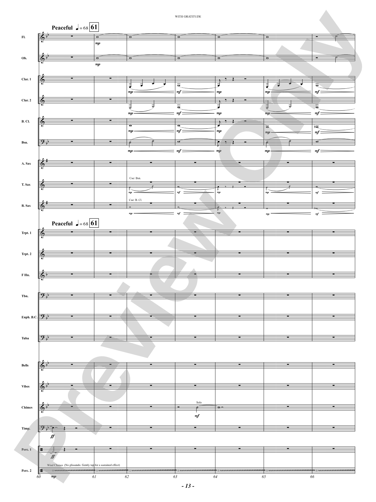 With Gratitude: Concert Band Conductor Score & Parts