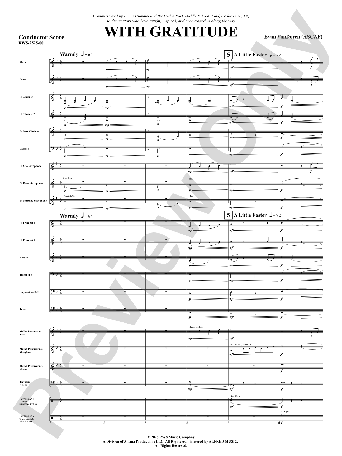 With Gratitude: Concert Band Conductor Score & Parts