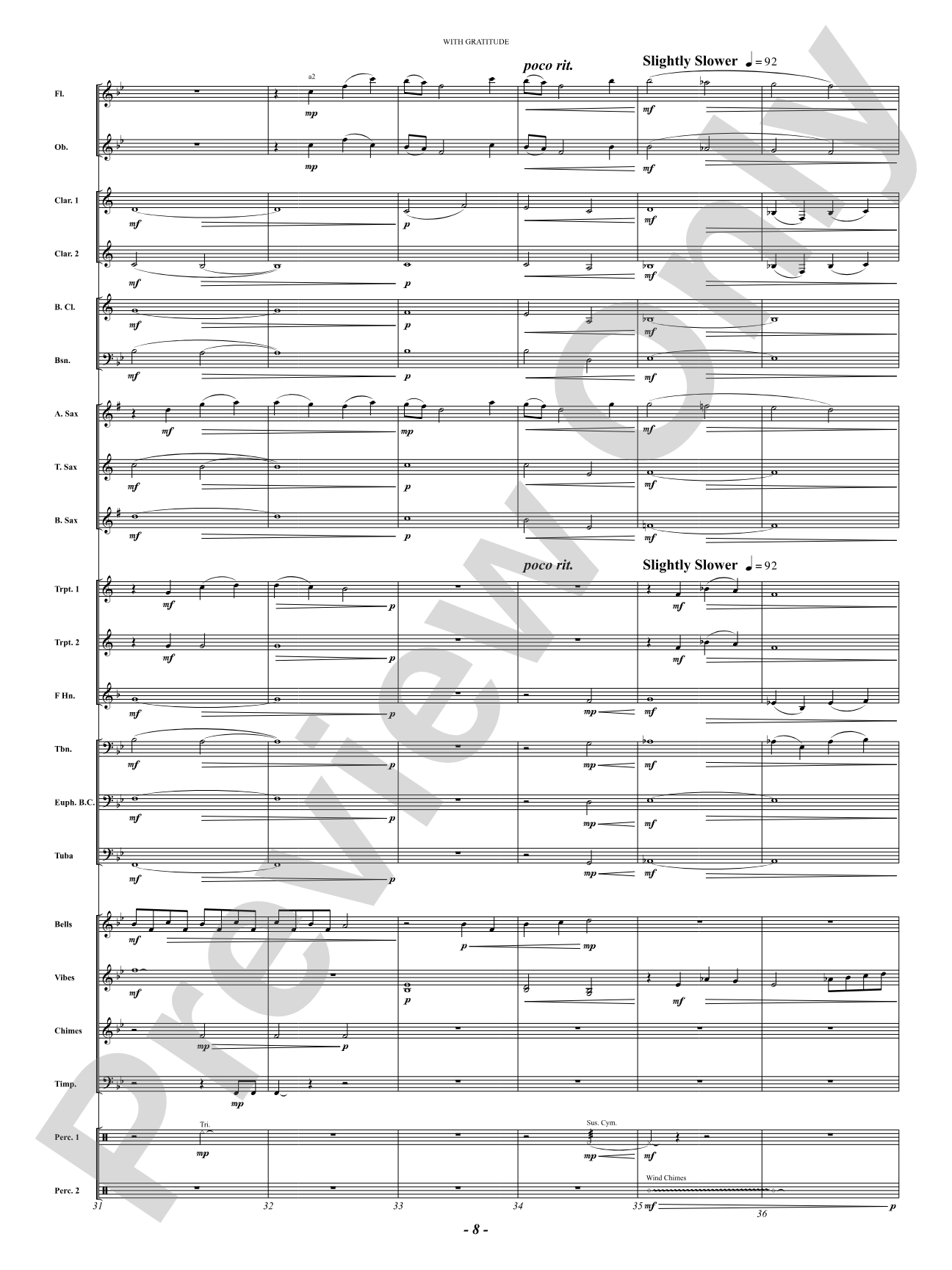 With Gratitude: Concert Band Conductor Score & Parts