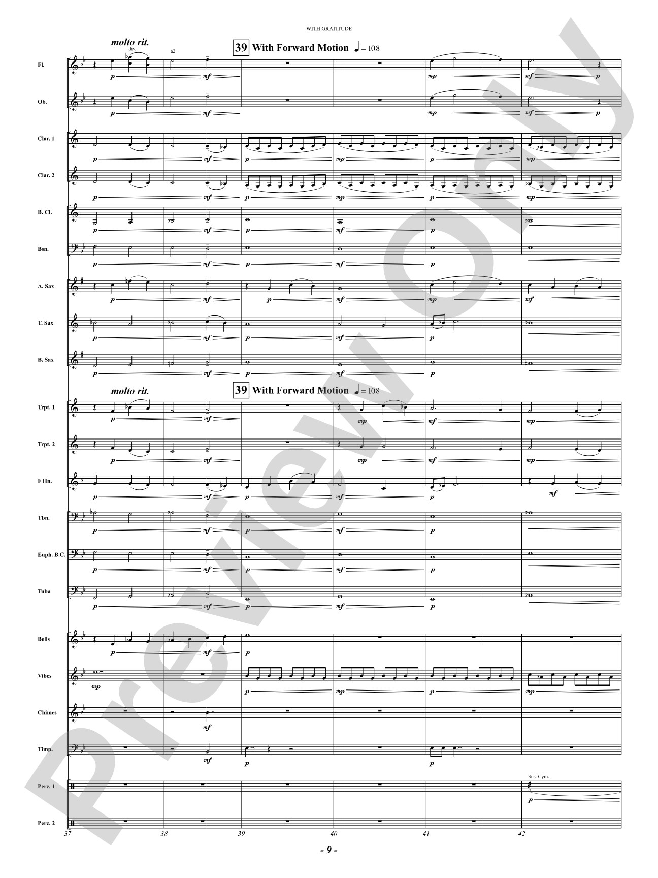 With Gratitude: Concert Band Conductor Score & Parts
