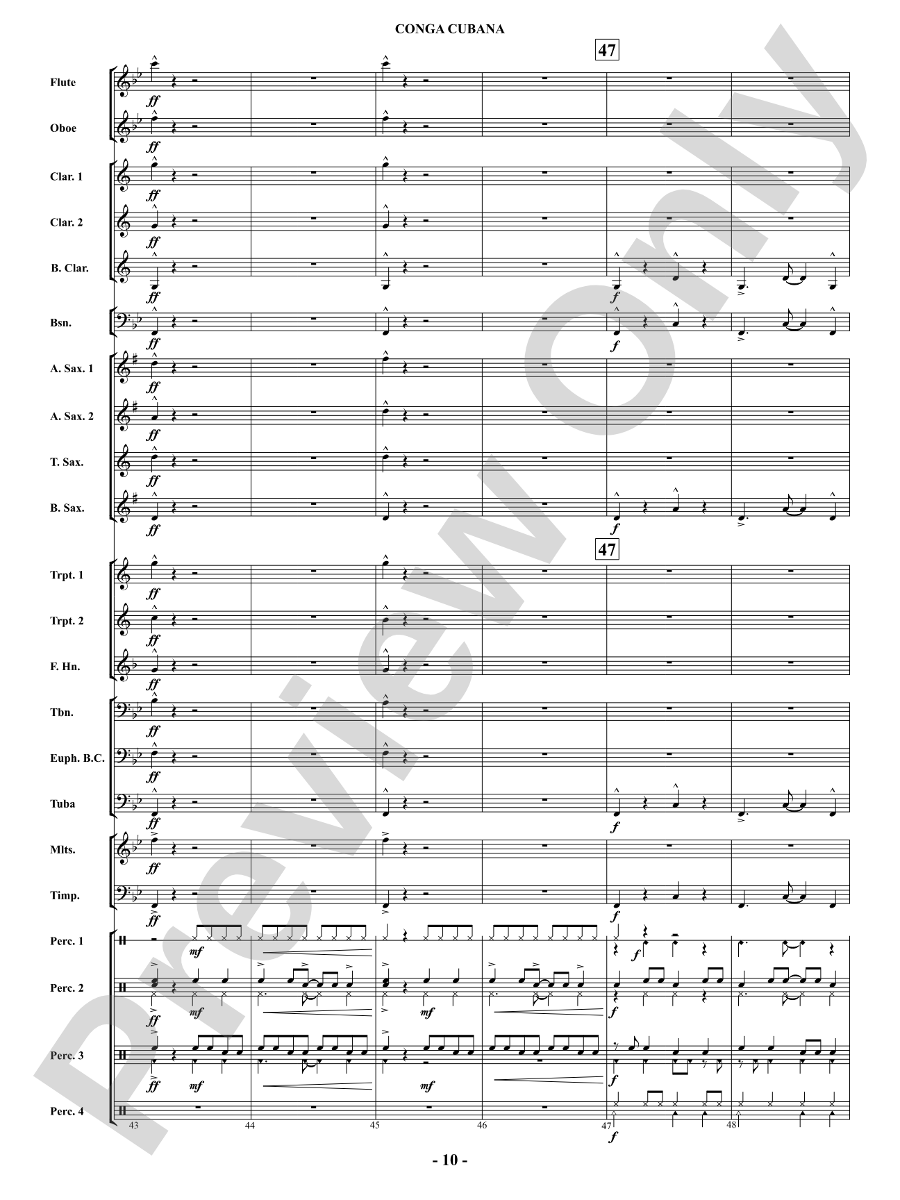 Conga Cubana: Concert Band Conductor Score & Parts
